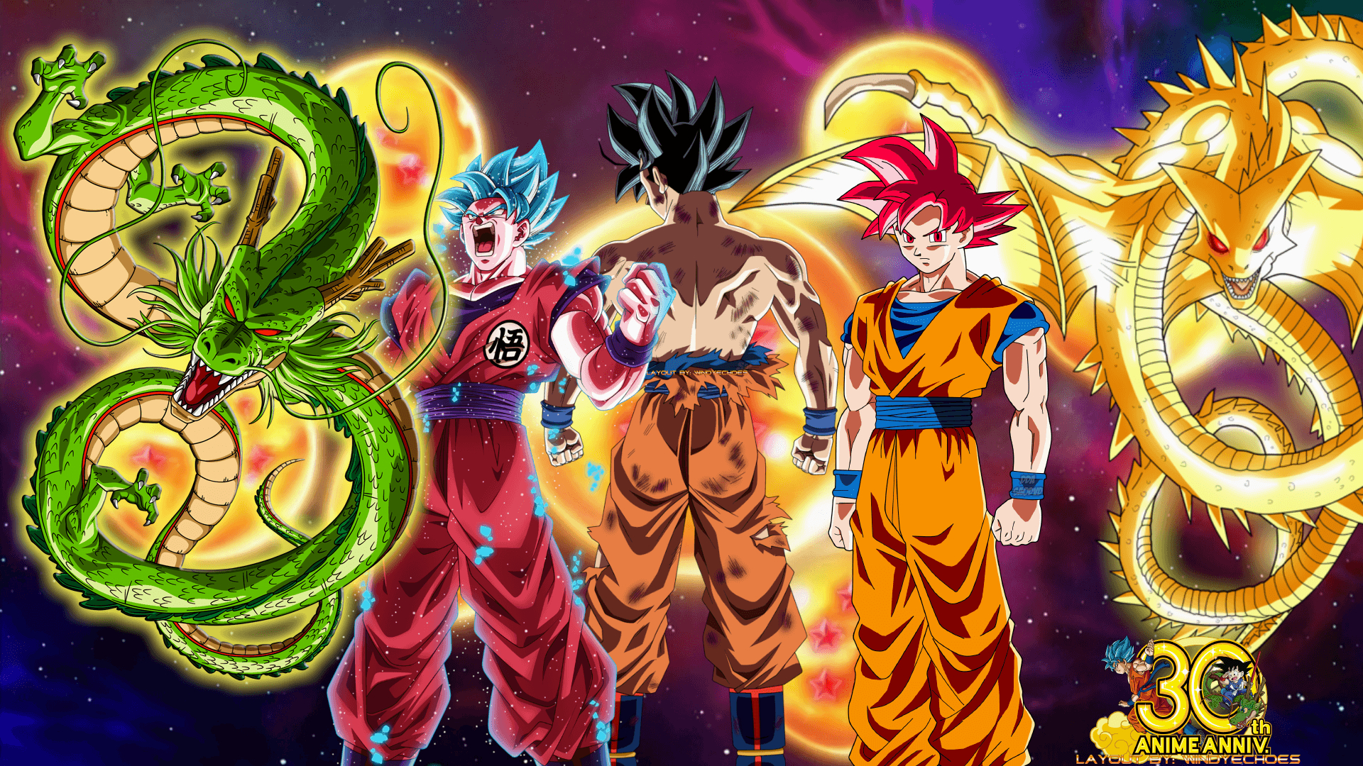 1920x1080 Son Goku All GOD Forms, Desktop