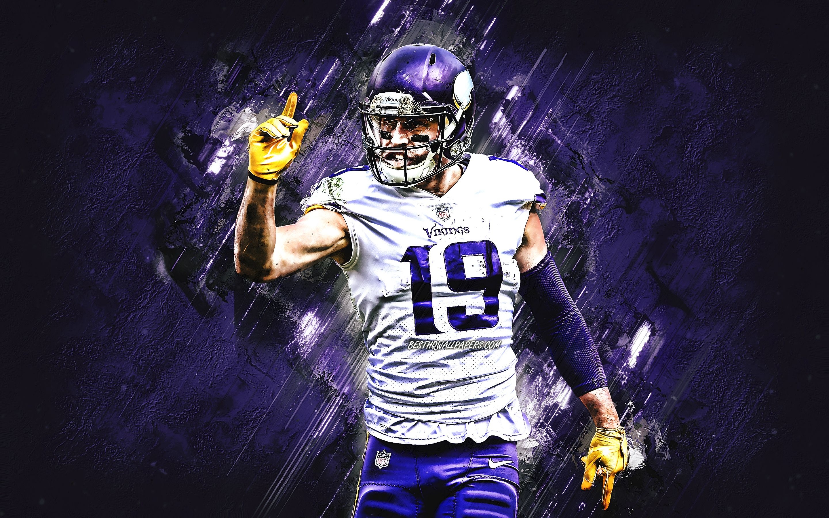 2880x1800 Download wallpaper Adam Thielen, Minnesota Vikings, NFL, american football, portrait, purple stone background, National Football League, USA for desktop with resolution. High Quality HD picture wallpaper, Desktop