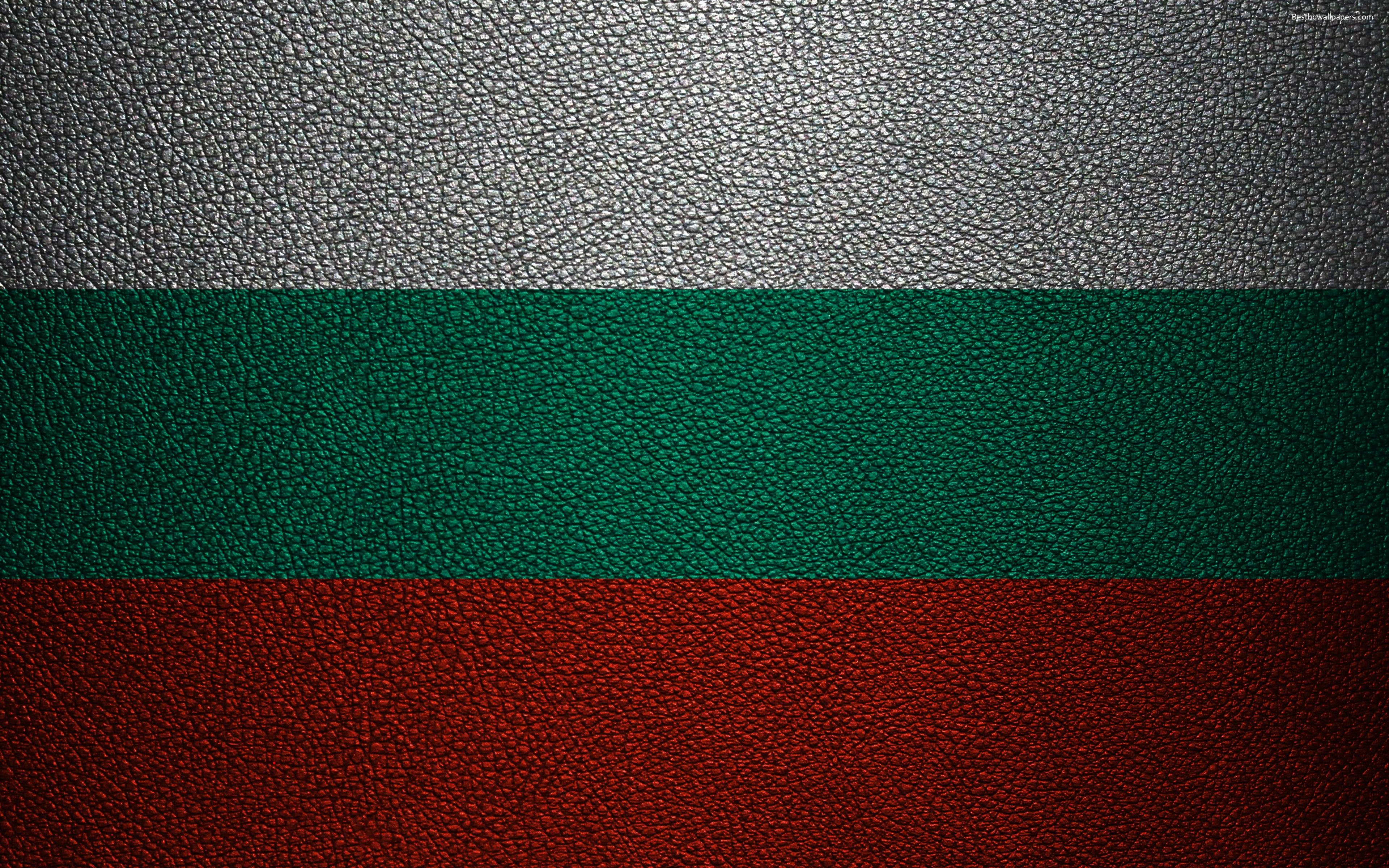 3840x2400 Download wallpaper Flag of Bulgaria, 4k, leather texture, Bulgarian, Desktop