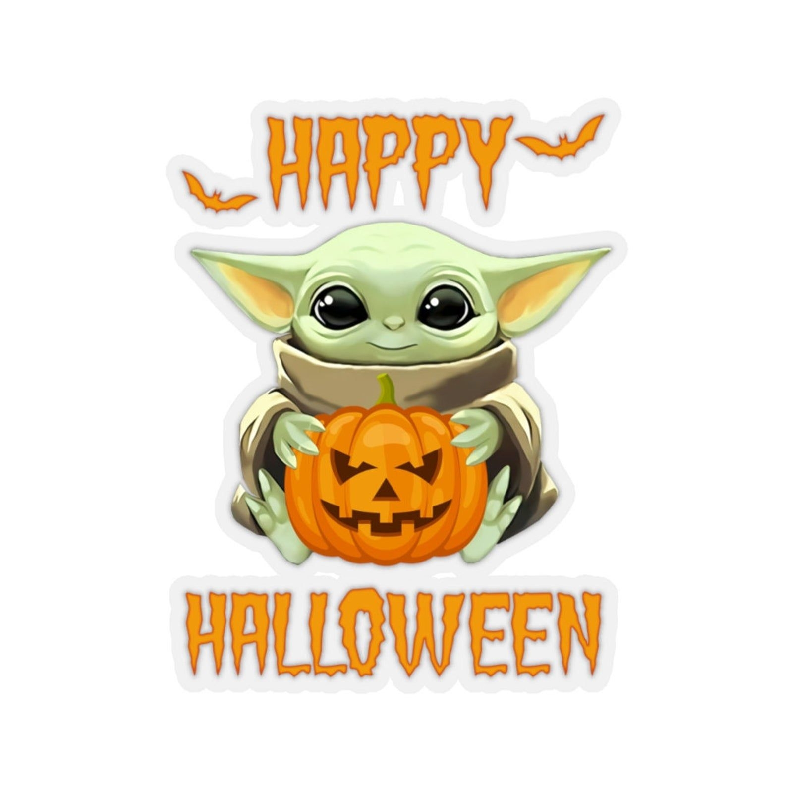 1590x1590 Baby Yoda Happy Halloween Cute Star Wars Stickers. Etsy. Star wars stickers, Yoda sticker, Yoda halloween, Phone