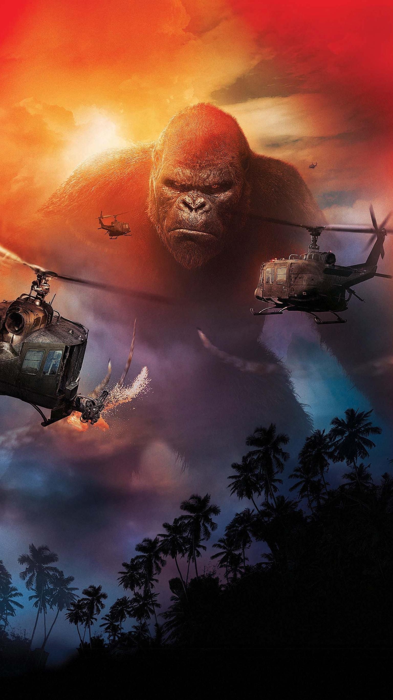 1540x2740 Kong: Skull Island (2017) Phone Wallpaper. Moviemania. King kong art, King kong skull island, Godzilla wallpaper, Phone