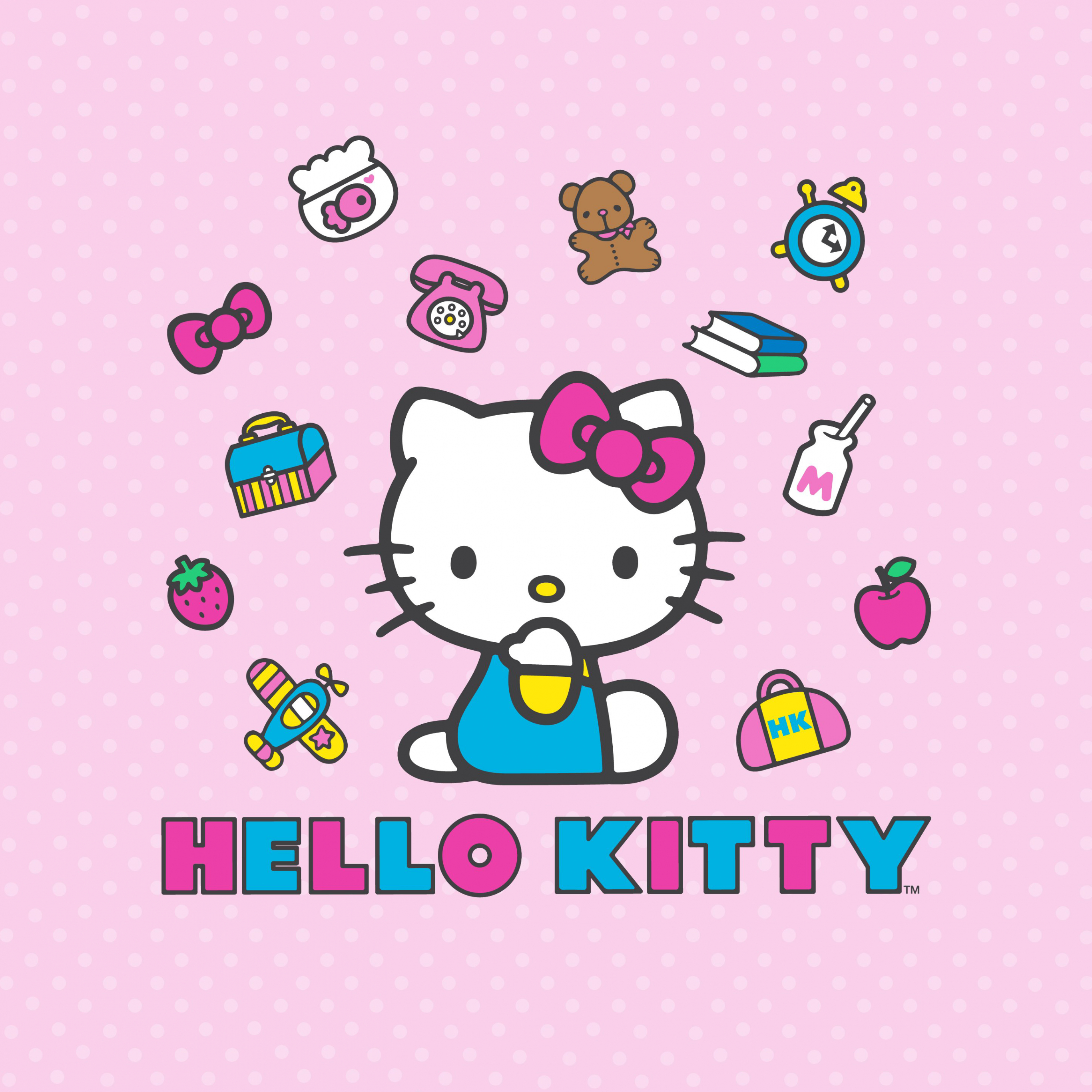 2740x2740 Hello Kitty Wallpaper 4K, Pink background, Phone