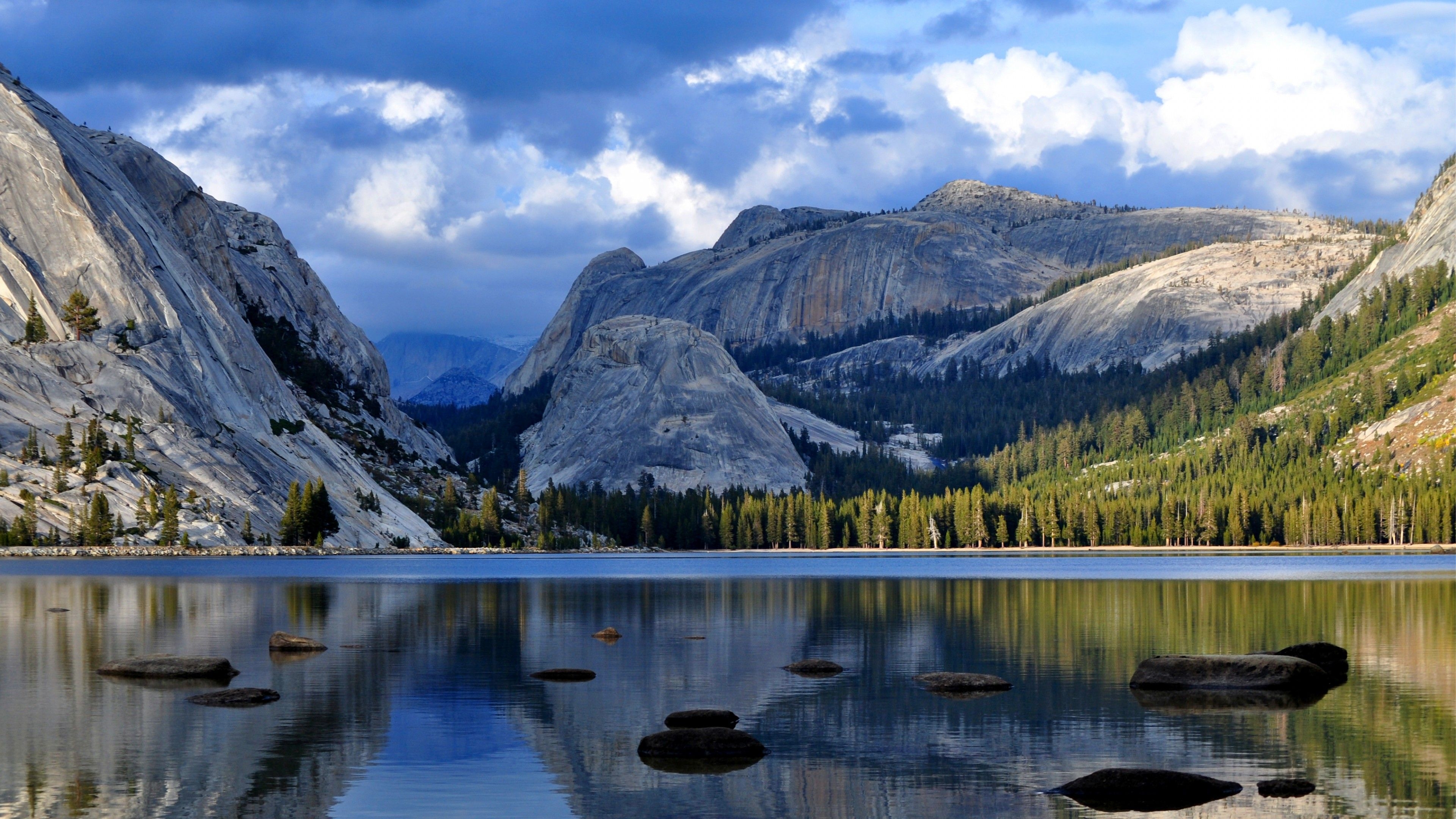 3840x2160 Wallpaper Half Dome, mountain, Yosemite, National Park, California, forest, lake, 4k, Nature, Desktop