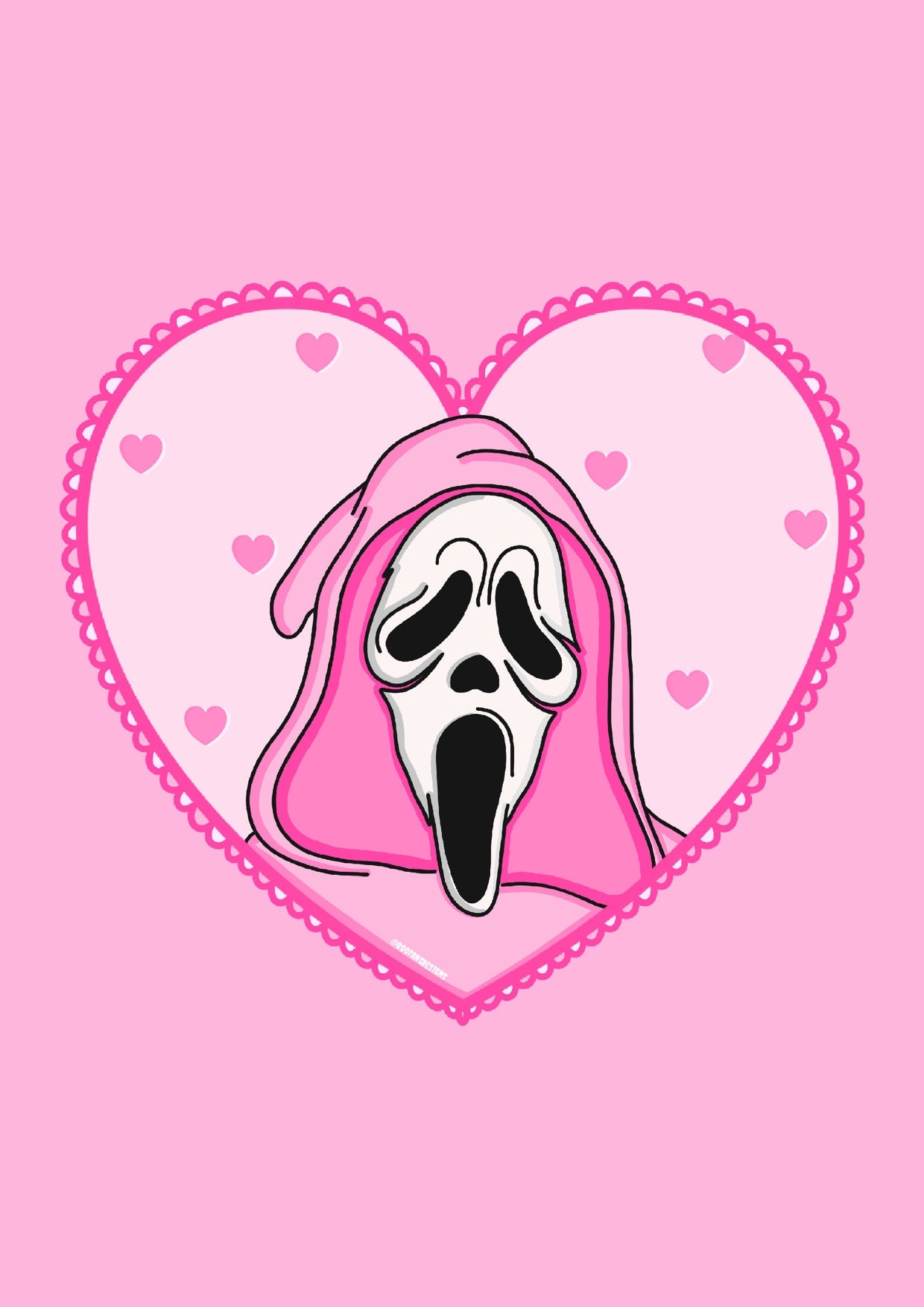 1240x1760 Pink Ghostface Scream Inspired Print Halloween Decor Horror, Phone