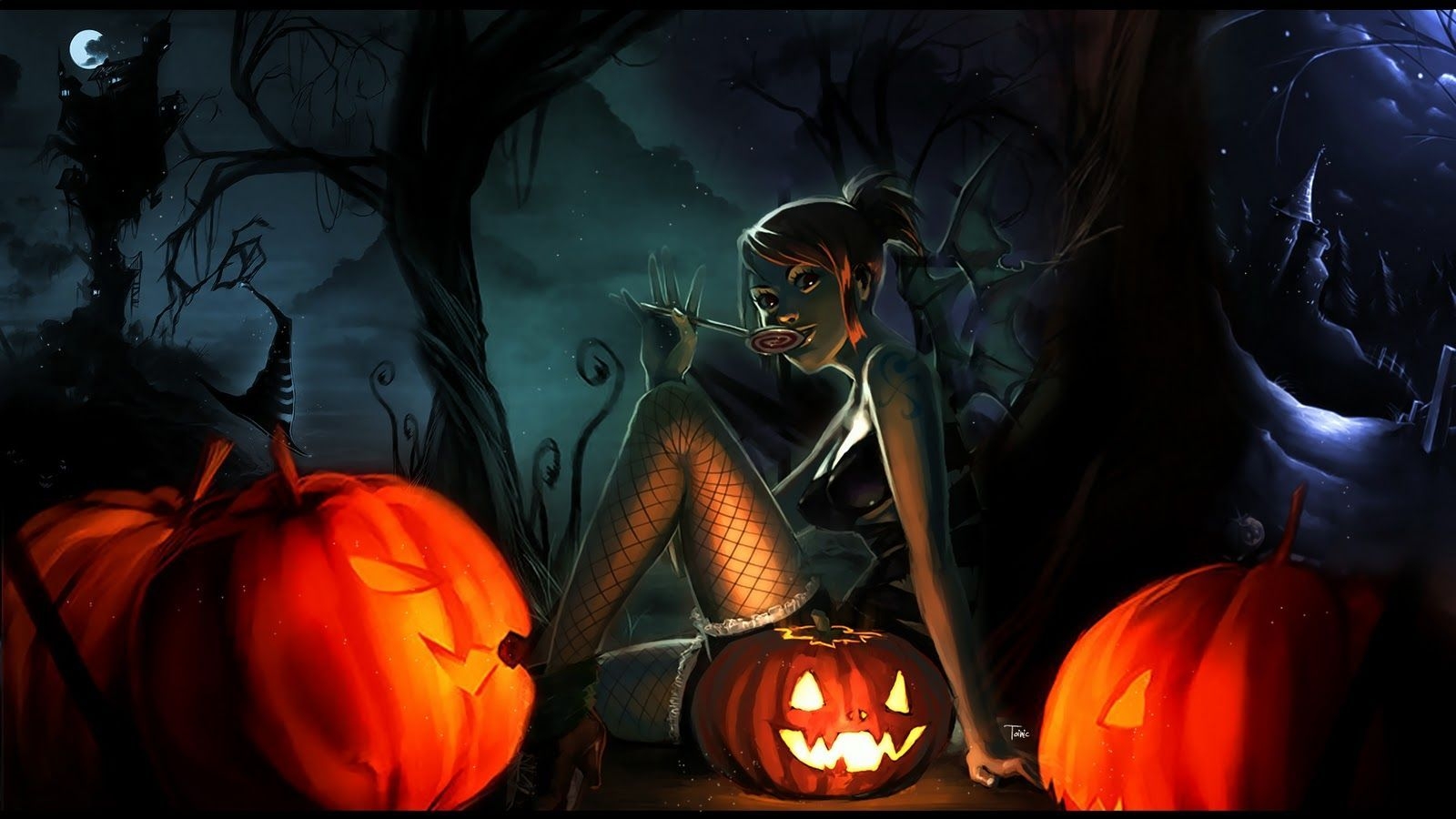 1600x900 Creepy Halloween Background, Desktop