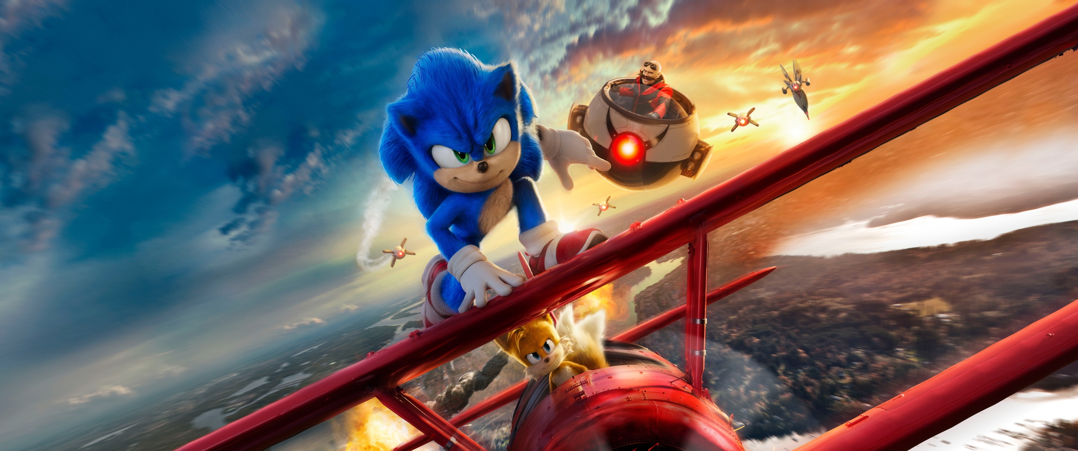 3440x1440 Sonic the Hedgehog 2 Wallpaper 4K, 2022 Movies, Adventure, Comedy, Movies, Dual Screen