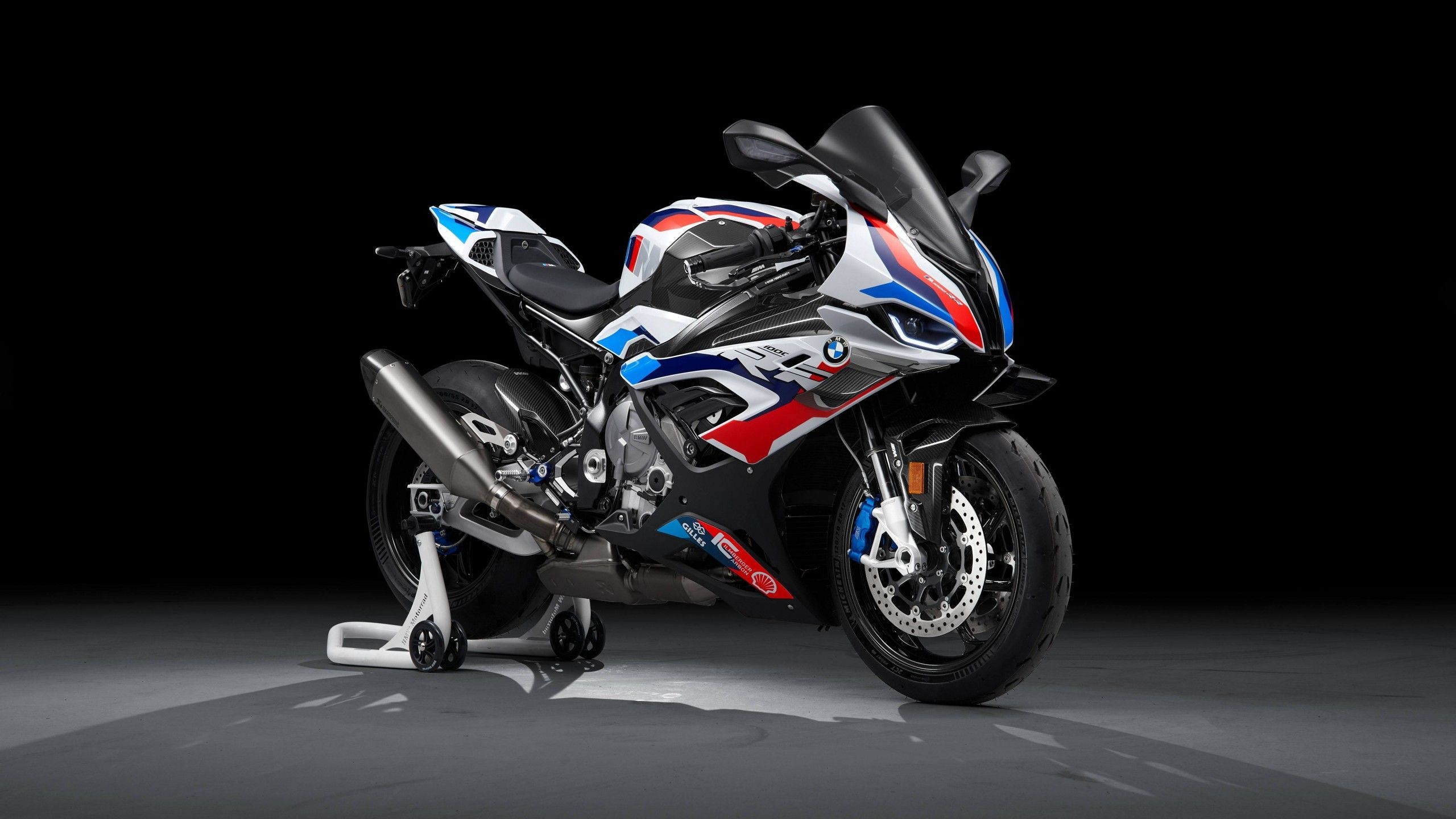 2560x1440 BMW M 1000 RR 4K Wallpaper, Race bikes, Black background, 5K, Bikes, Desktop