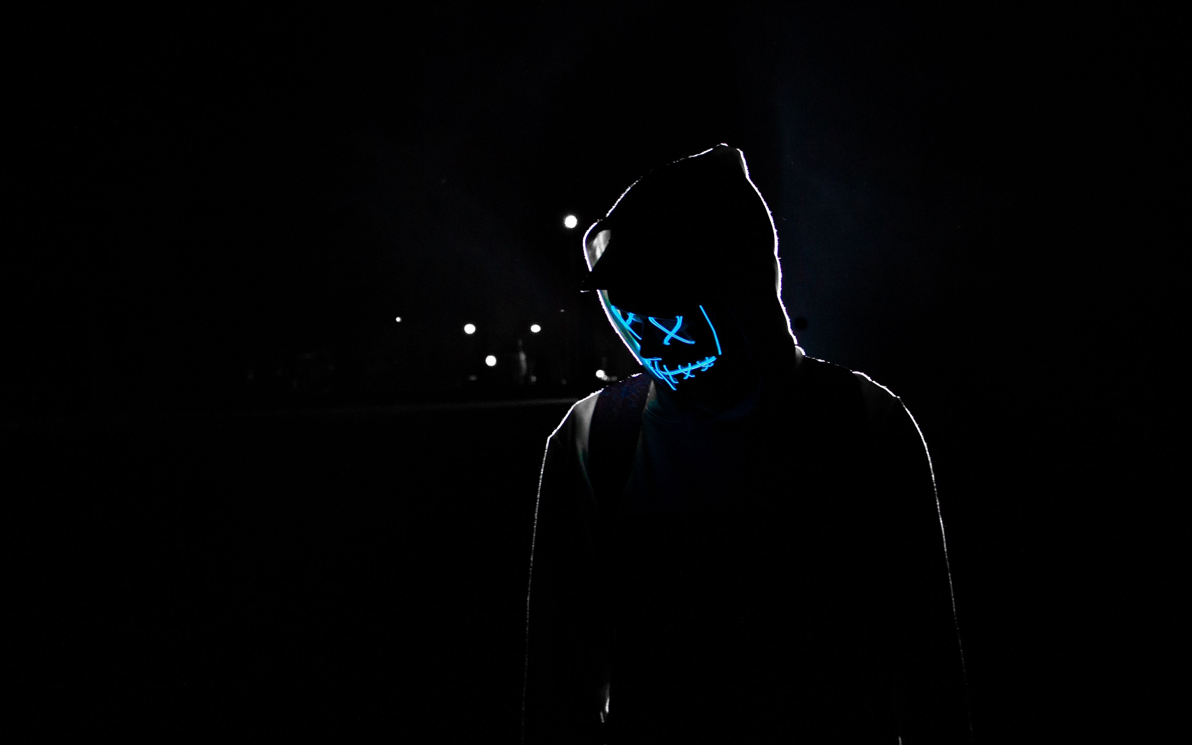 3840x2400 Neon Mask Wallpaper, Desktop