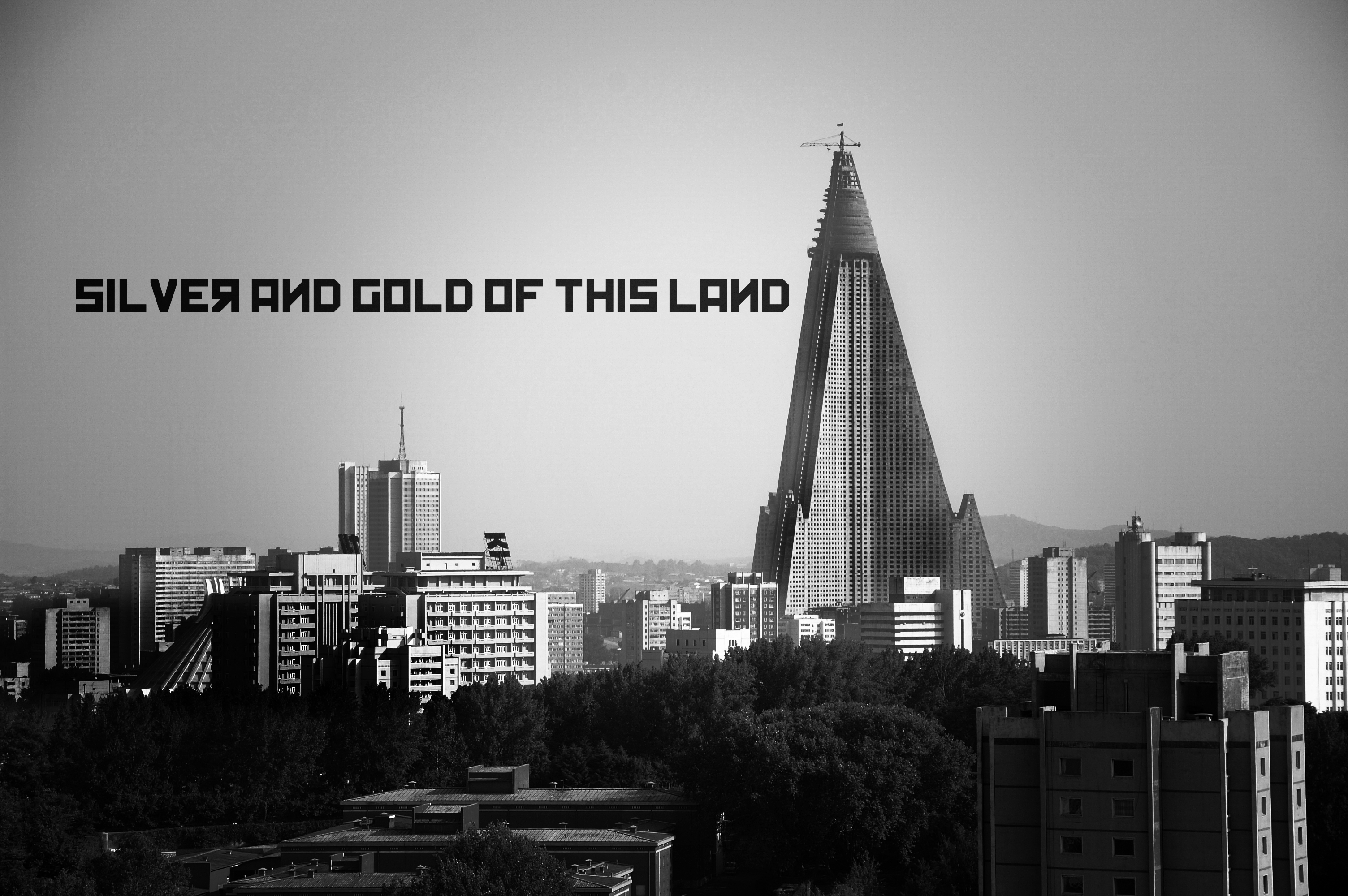 3010x2000 cityscapes, buildings, North Korea, monochrome, Pyongyang, Desktop