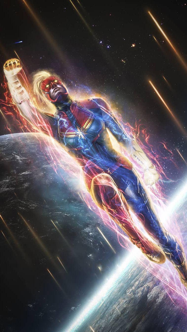 760x1350 Captain Marvel Space Fight iPhone Wallpaper. Marvel. Captain, Phone