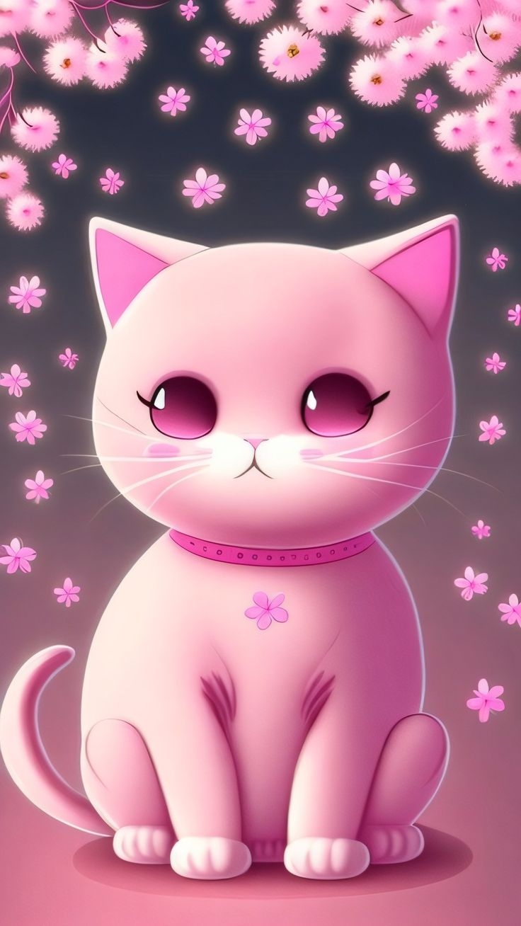 740x1310 Sed Pro. Cute Pink Cat Phone Wallpaper, Phone