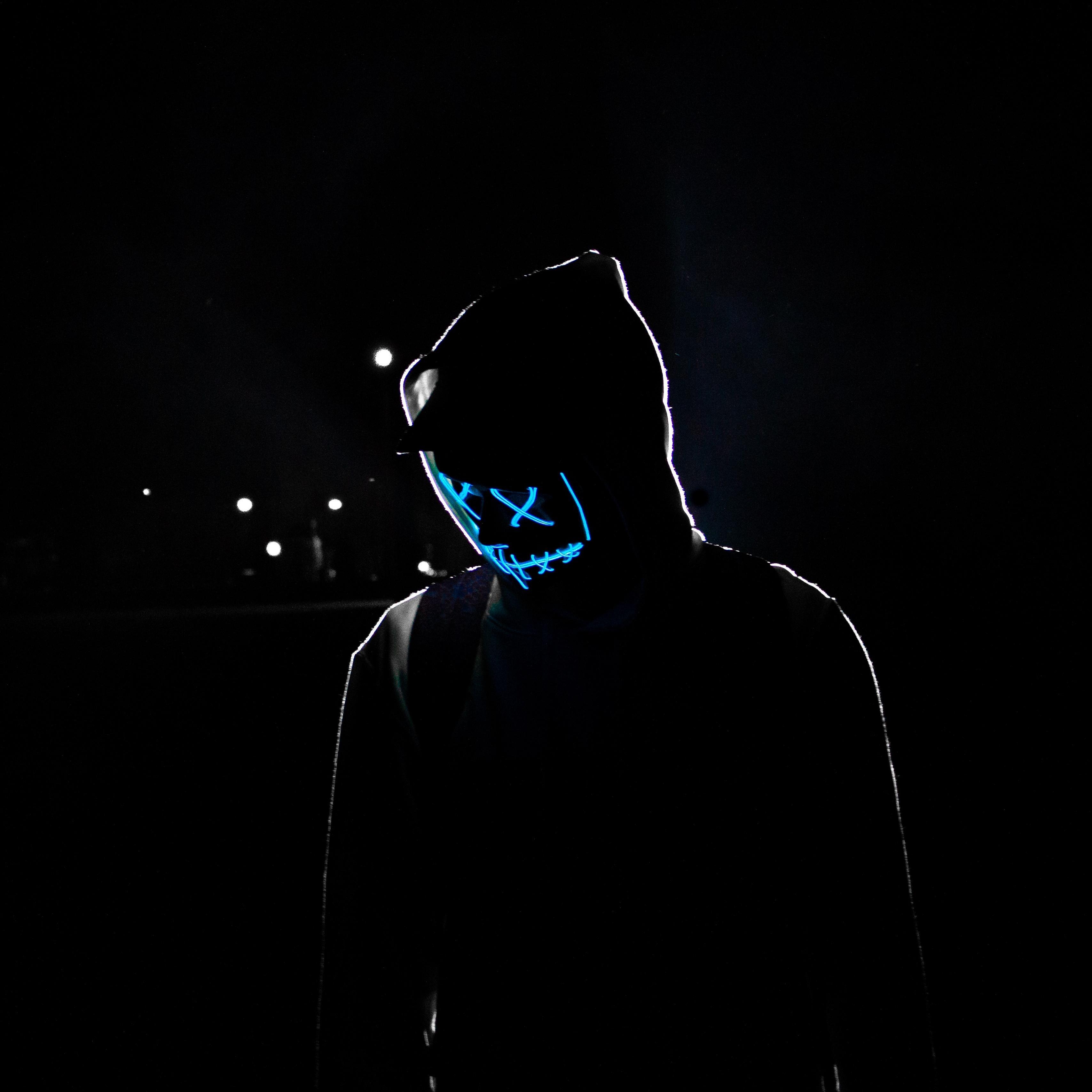 3420x3420 Download wallpaper  man, hood, mask, neon, glow ipad pro, Phone