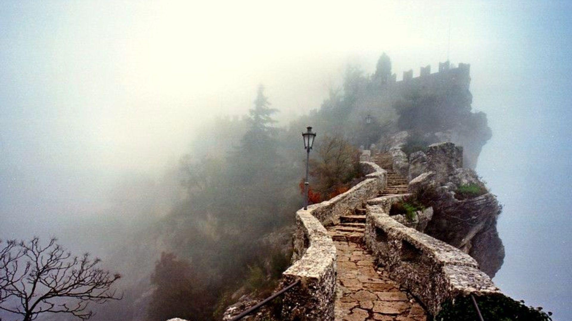 1920x1080 Ancient: Way Guaita Fortress Graita Fortrress San Marino Italy Fog, Desktop