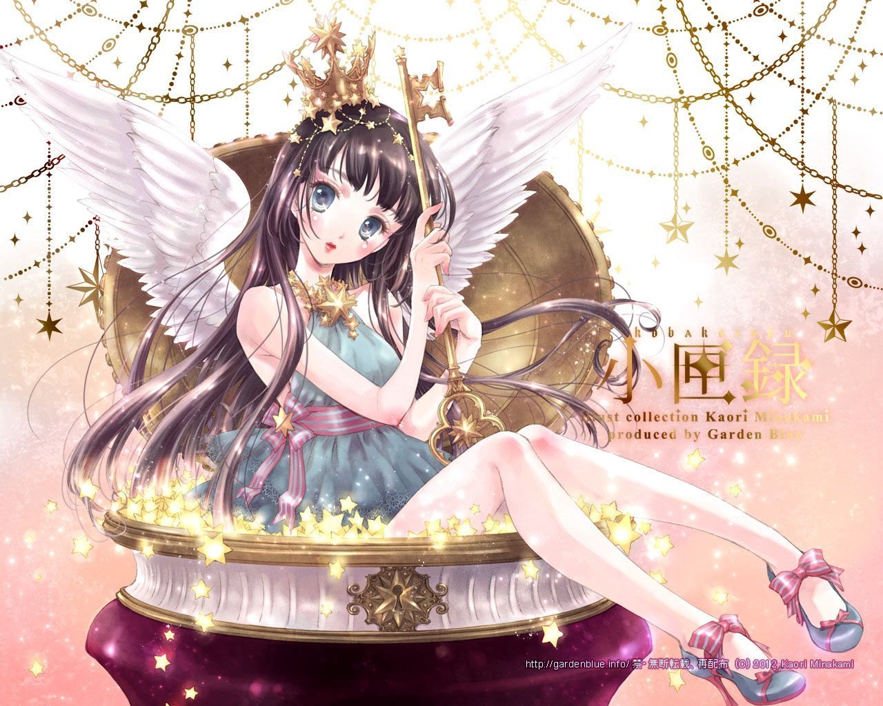 1280x1030 Fairy princess with angel wings & gold tiara by manga artist Kaori, Desktop