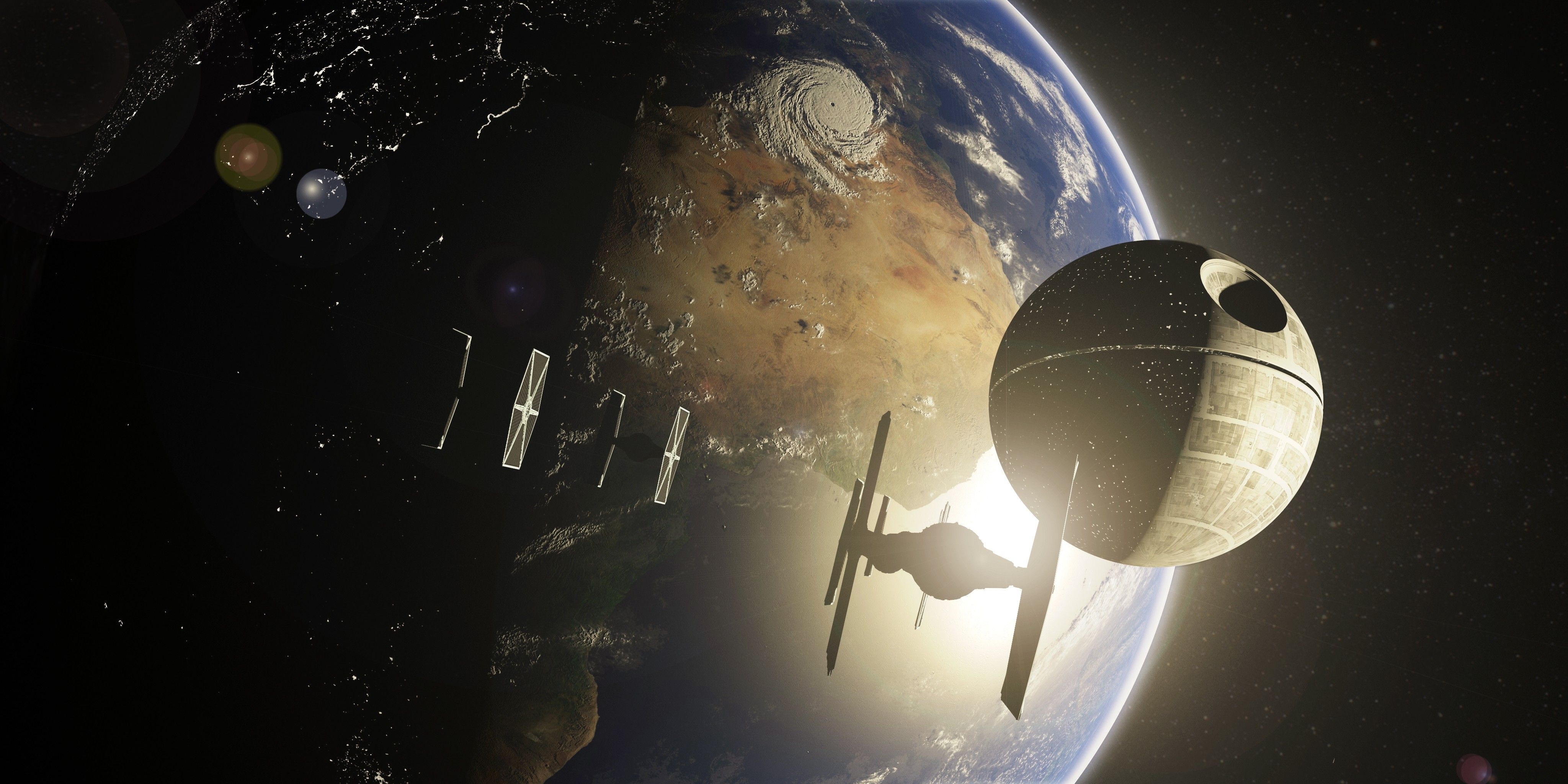 4100x2050 Star Wars Earth Planet HD Wallpaper, Dual Screen