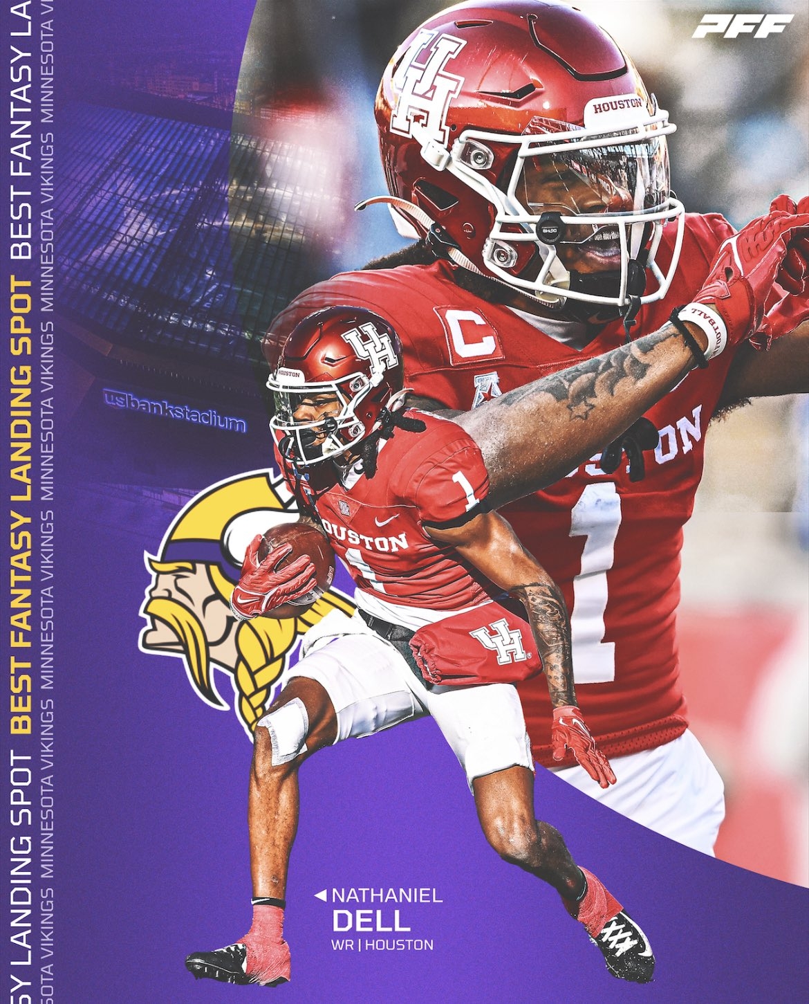 1170x1460 Vikesinsider Dell Is Minnesota Would Be ELECTRIC. The Houston WR Led All Of College Football In Receiving Yards And TDs Last Season. Dell Is One Of The Best Route Runners, Phone