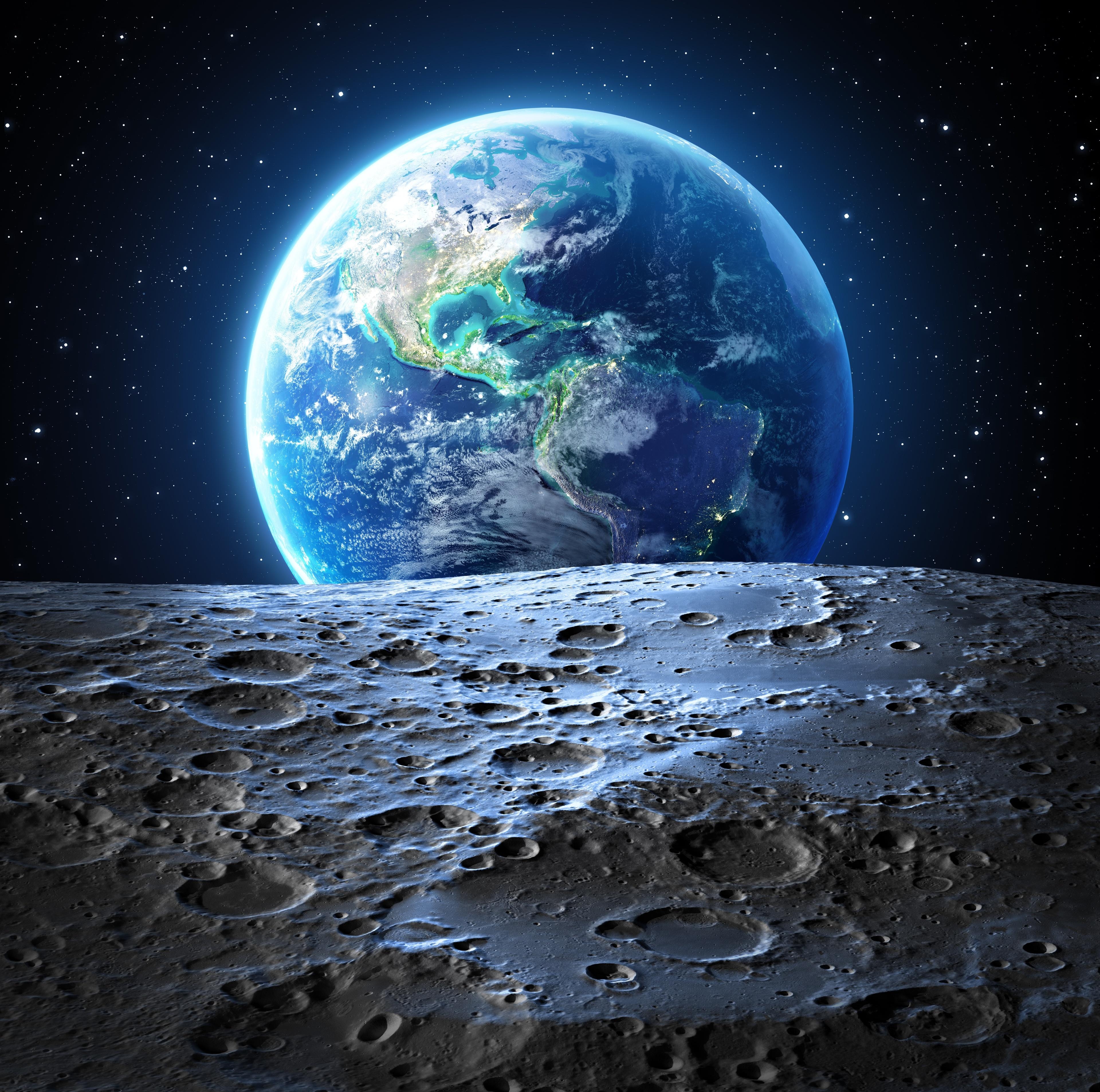 3840x3820 Planet Earth seen from the Moon Wallpaper 4k Ultra HD, Desktop