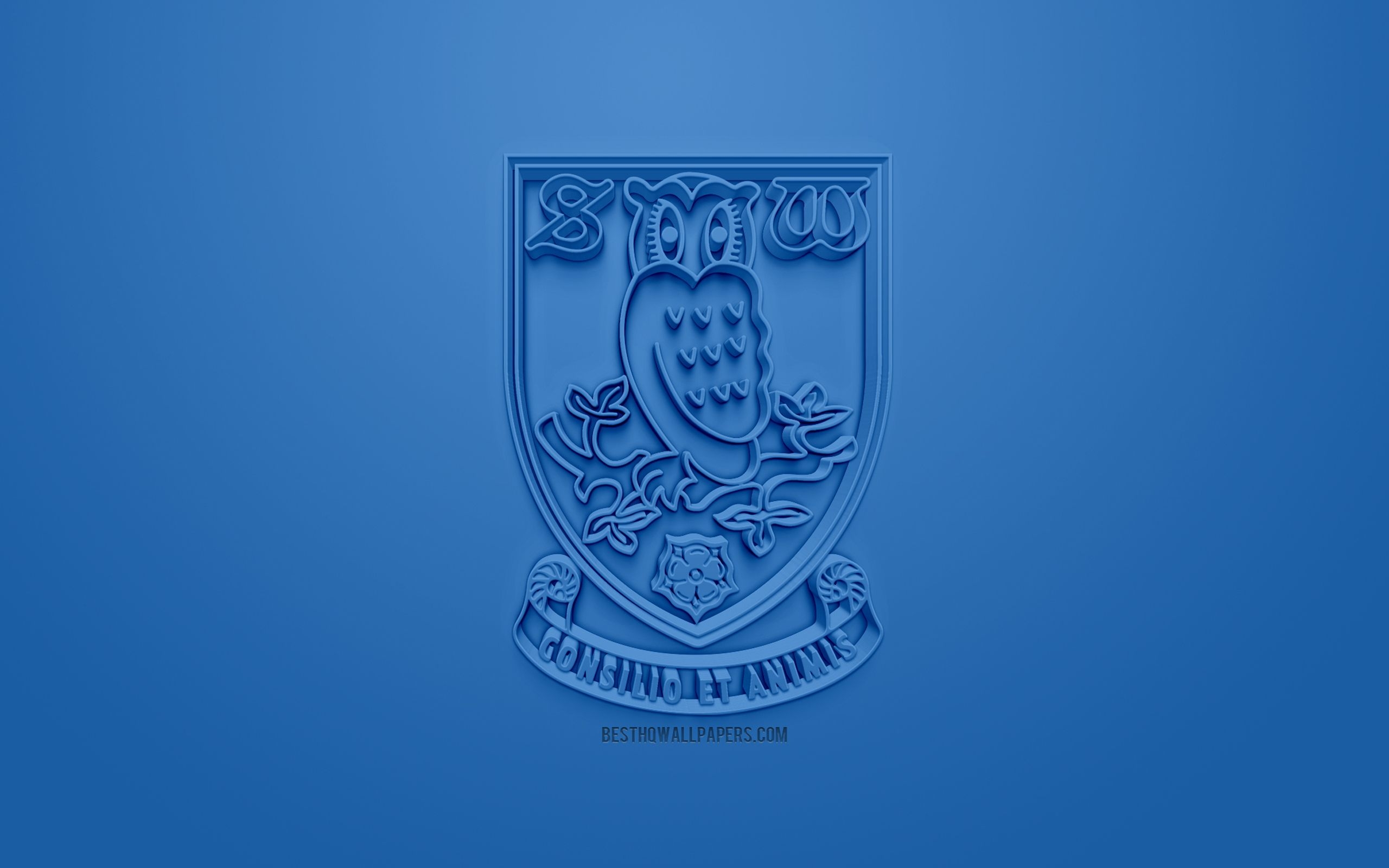 2560x1600 Download wallpaper Sheffield Wednesday FC, creative 3D logo, blue, Desktop