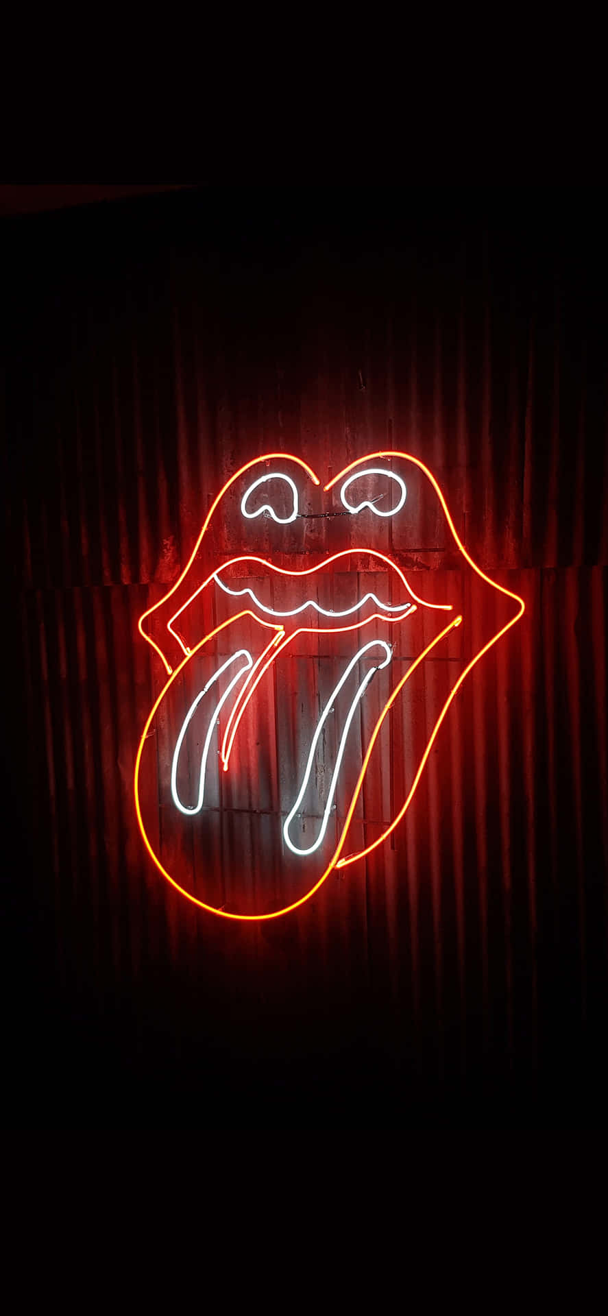 890x1920 Black Red Neon Rolling Stones Wallpaper, Phone