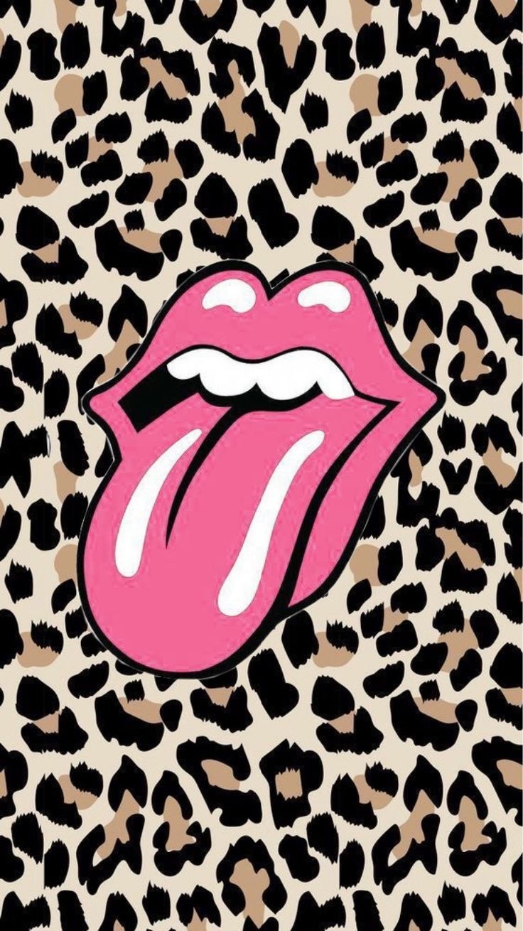 740x1310 Pink Rolling Stones. Leopard print, Phone