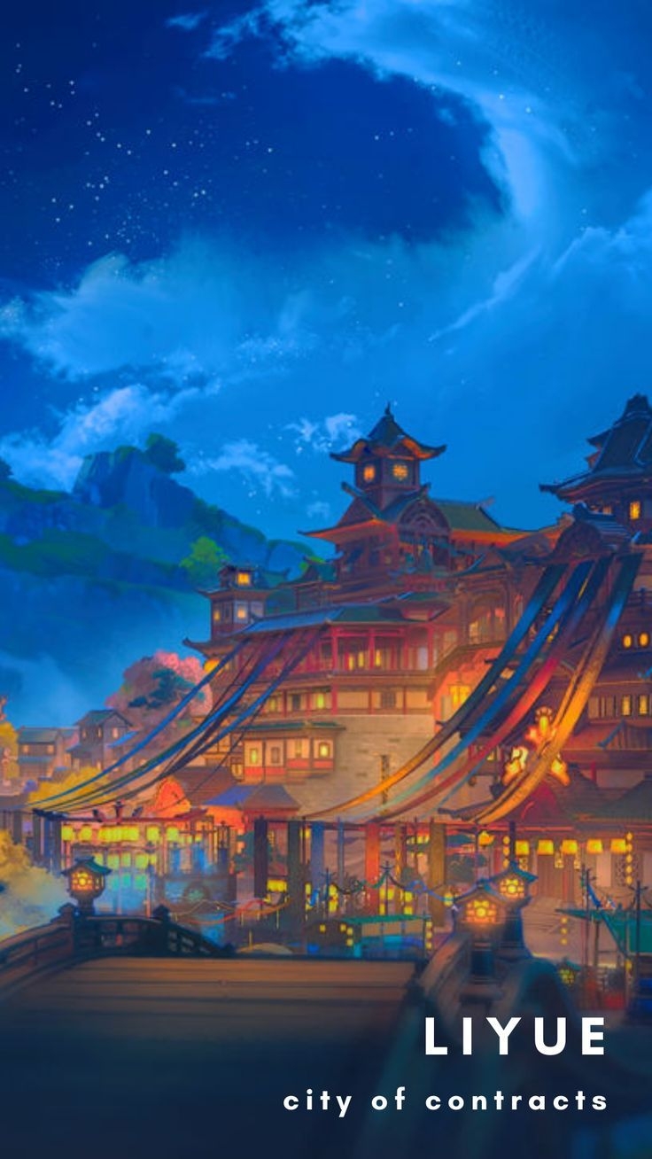 740x1310 genshin liyue wallpaper. Fantasy landscape, Japanese wallpaper iphone, Scenery wallpaper, Phone