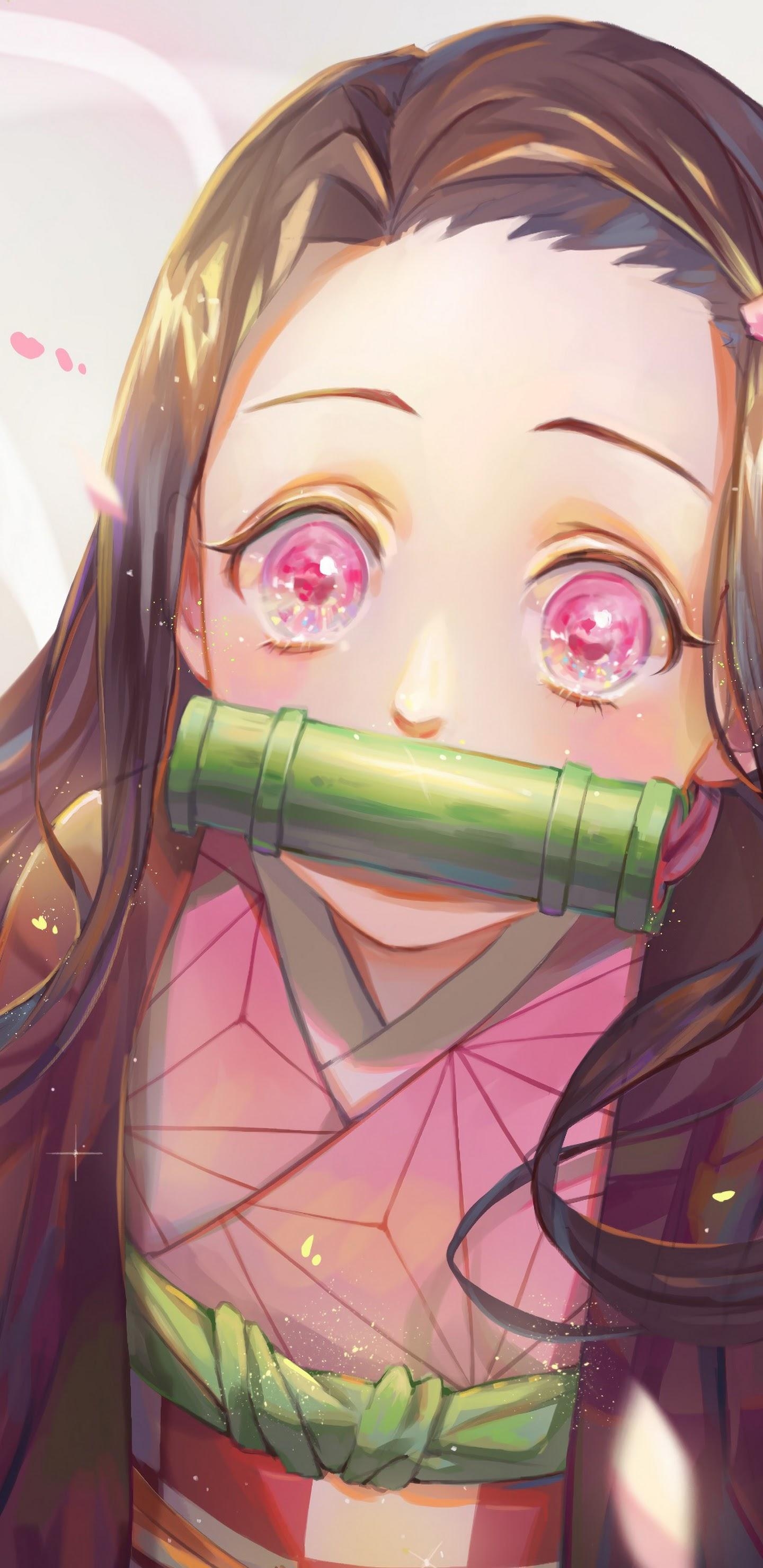 1440x2960 Nezuko Kamado Kimetsu no Yaiba 4K Wallpaper, Phone