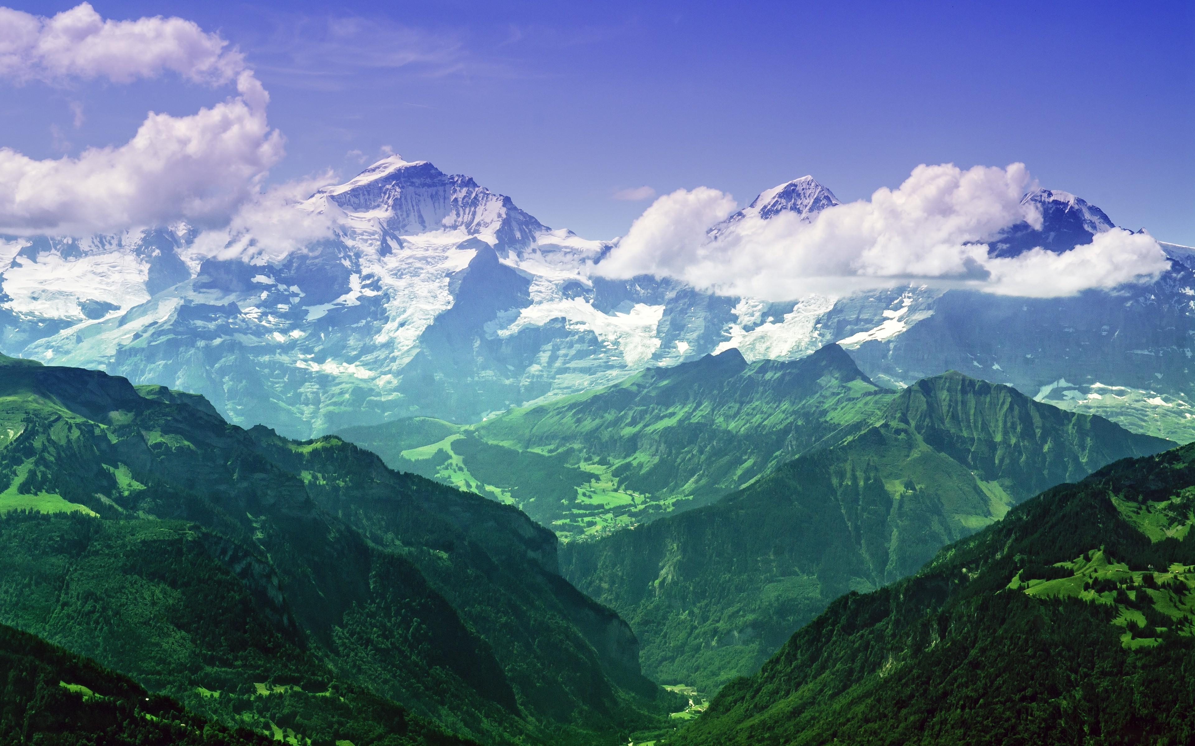 3840x2400 mountain landscape clouds wallpaper and background, Desktop