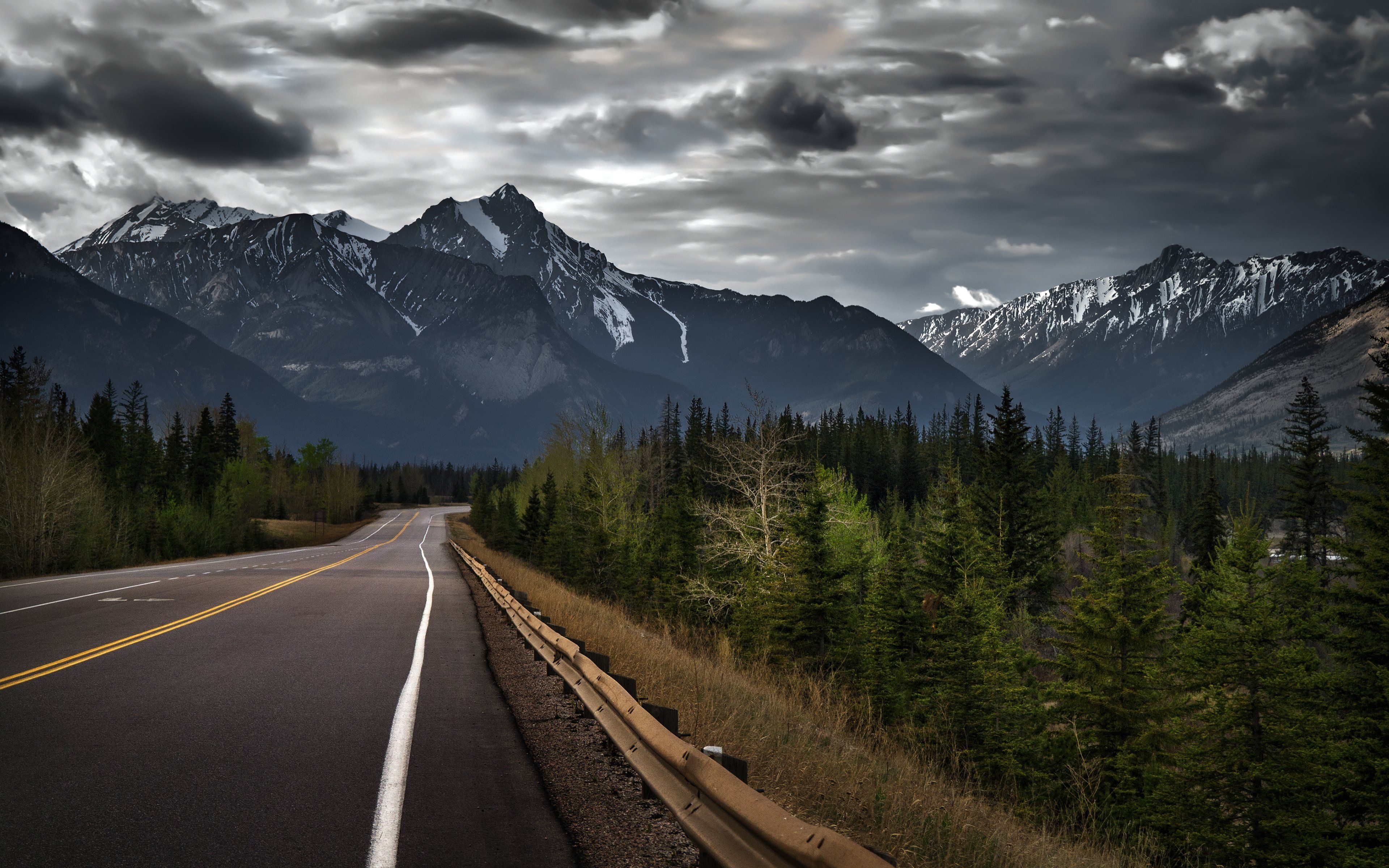 3840x2400 jasper, Alberta, Canada, Canadian, Rockies, Mountain, Road, Forest, Trees Wallpaper HD / Desktop and Mobile Background, Desktop