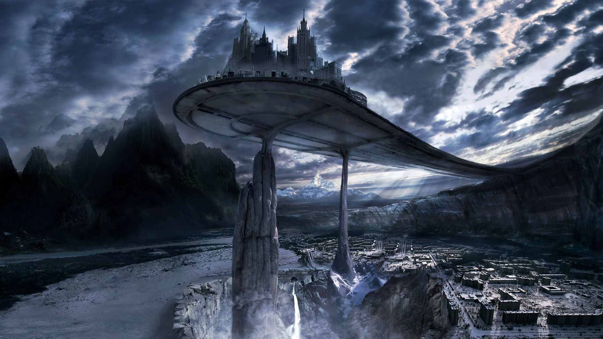 1920x1080 Futuristic castle in the sky. Fantasy landscape, Fantasy places, Sci fi wallpaper, Desktop