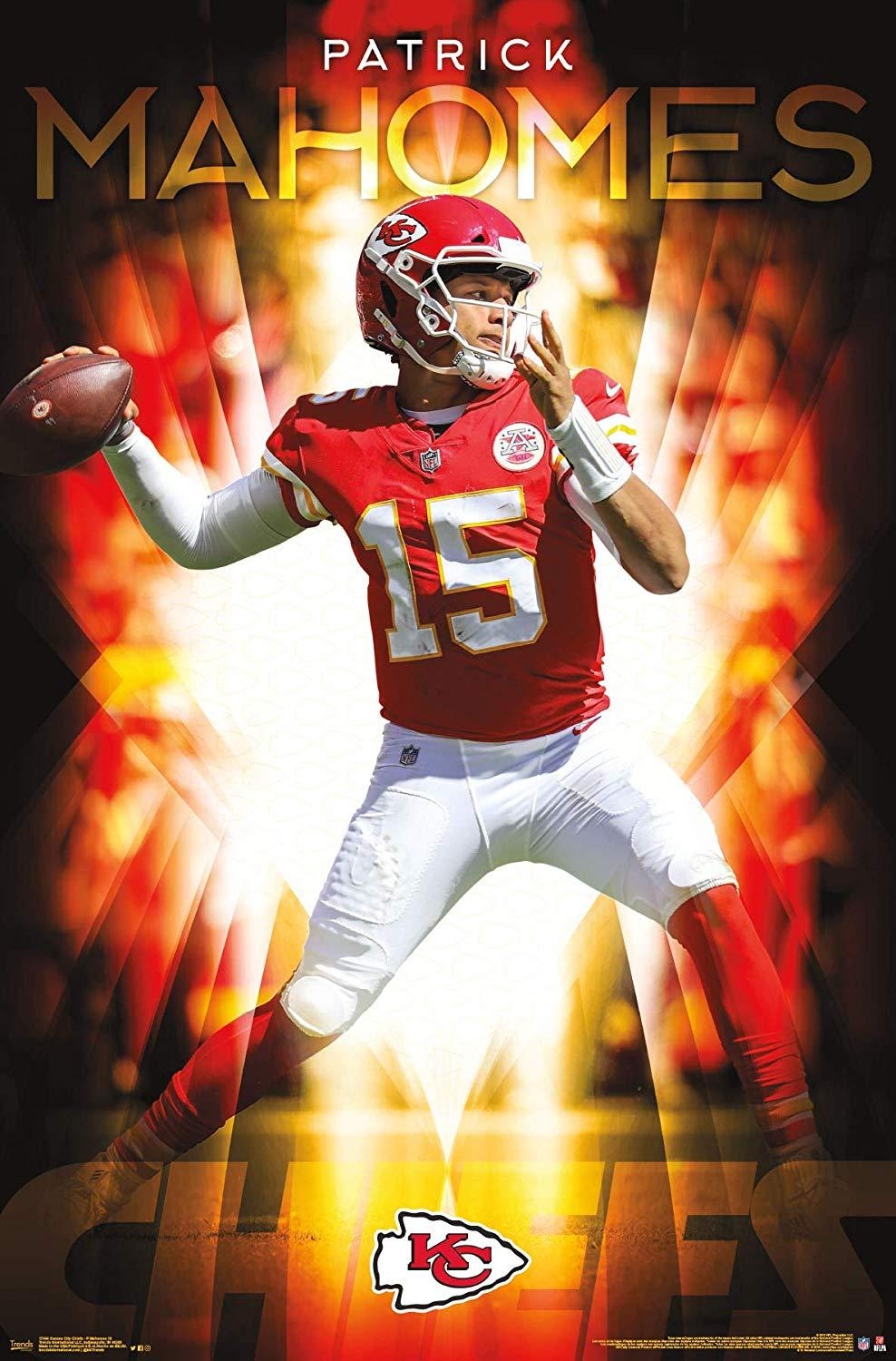 990x1500 Trends International NFL Kansas City Chiefs Mahomes II Wall Poster, 22.375 x Premium Unframed, Phone