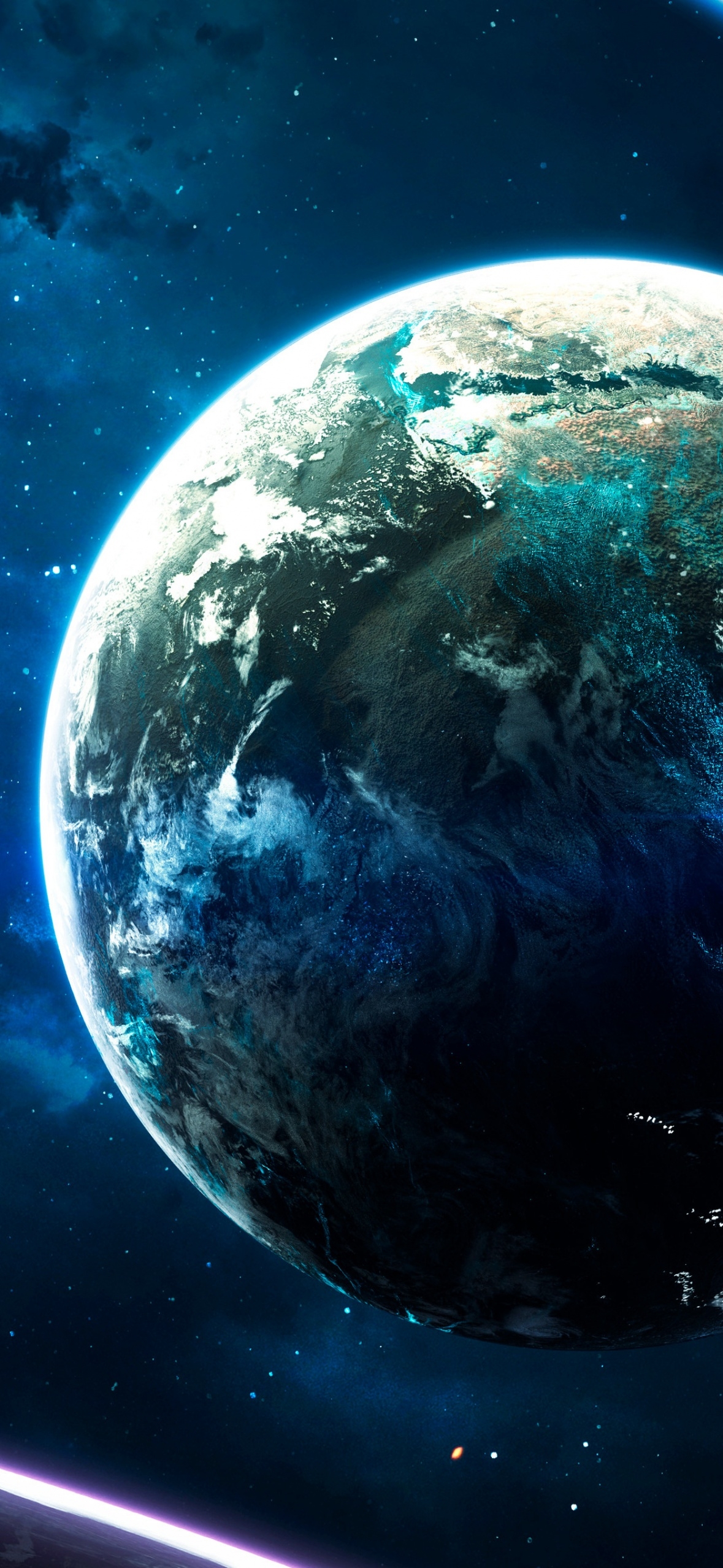 1180x2560 Earth Wallpaper 4K, Cosmos, Stars, Blue, Phone