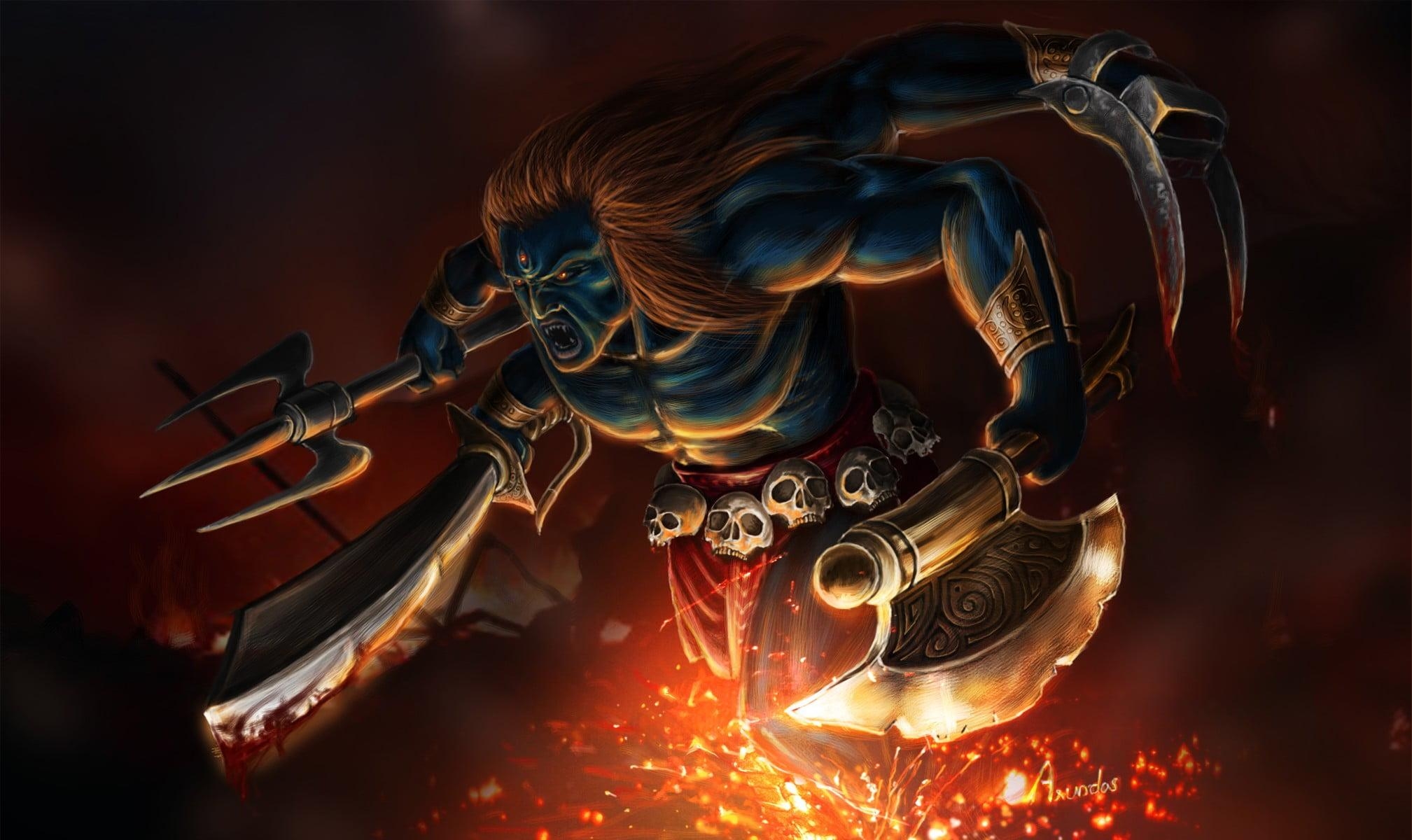 2020x1200 Game character digital wallpaper, abstract, Shiva, weapon, angry, Desktop