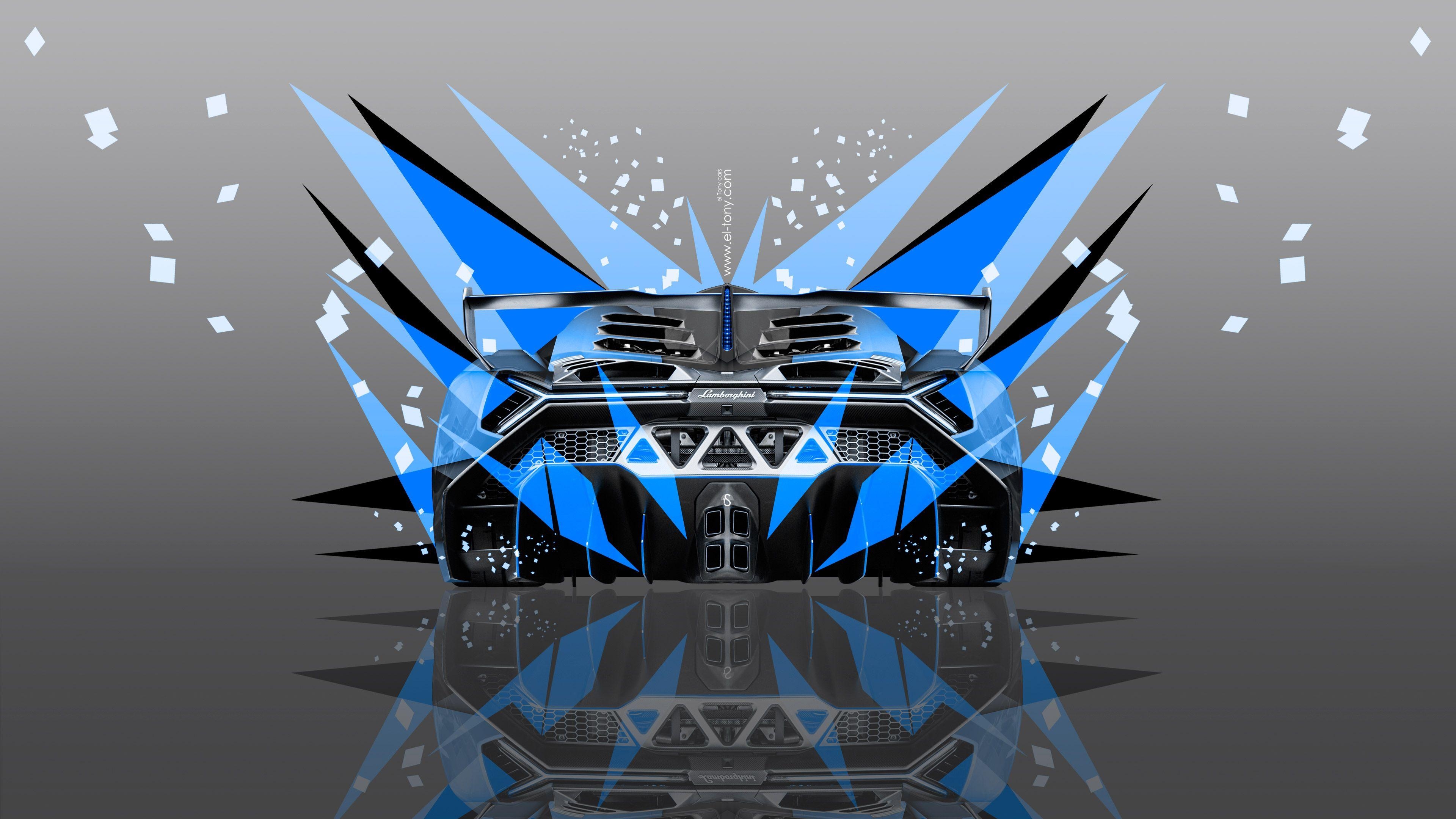 3840x2160 Lamborghini Veneno Back Abstract Transformer Car 2014 Blue Colors, Desktop