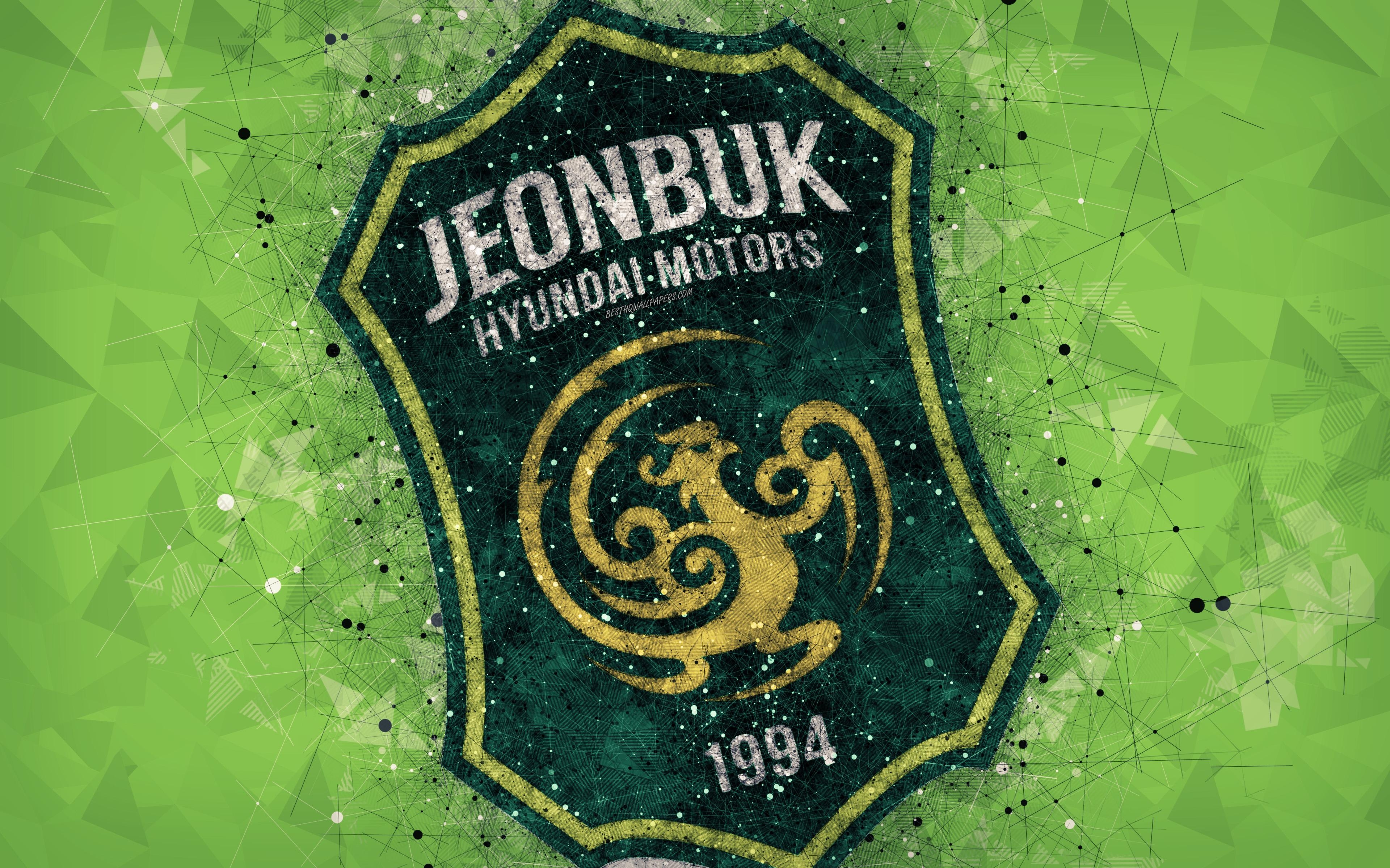 3840x2400 Download wallpaper Jeonbuk Hyundai Motors FC, 4k, logo, geometric, Desktop