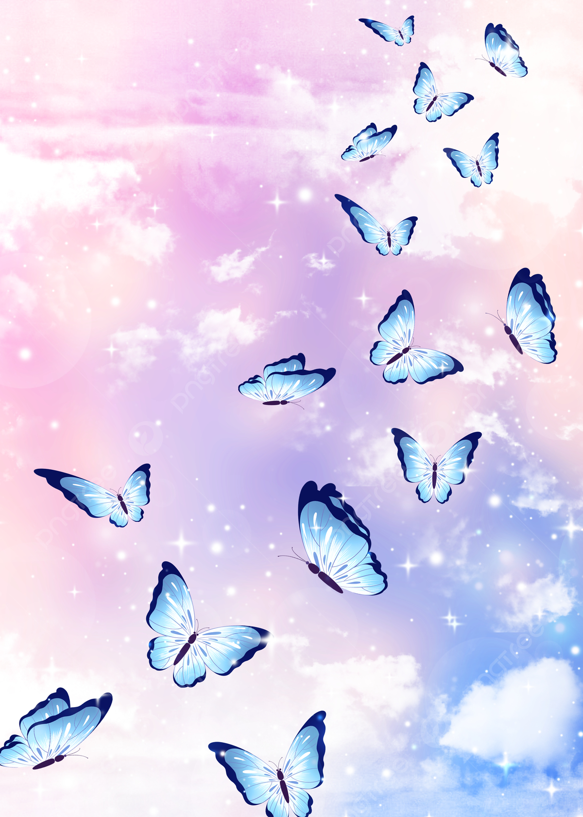 1200x1680 Blue Butterfly Wallpaper, Phone