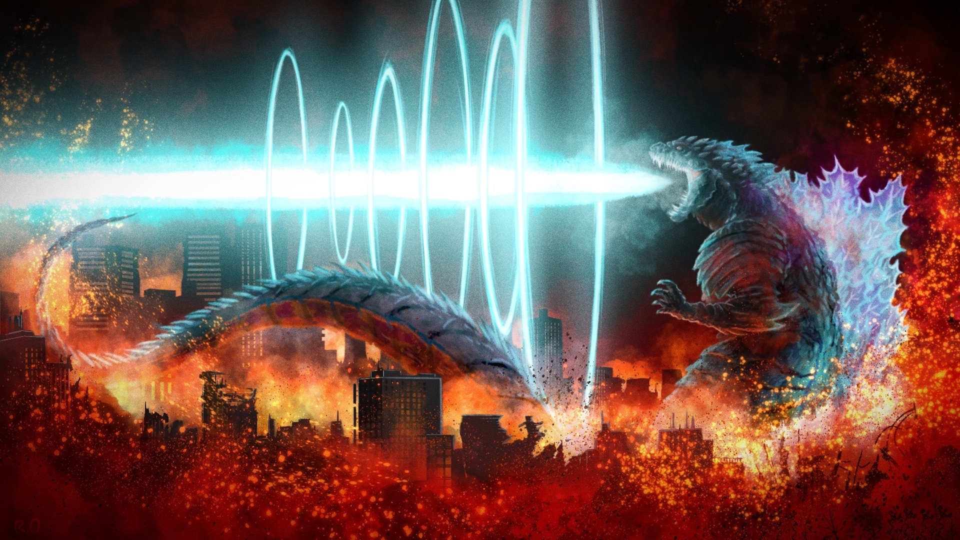 1920x1080 godzilla and godzilla ultima (godzilla and 1 more) drawn, Desktop