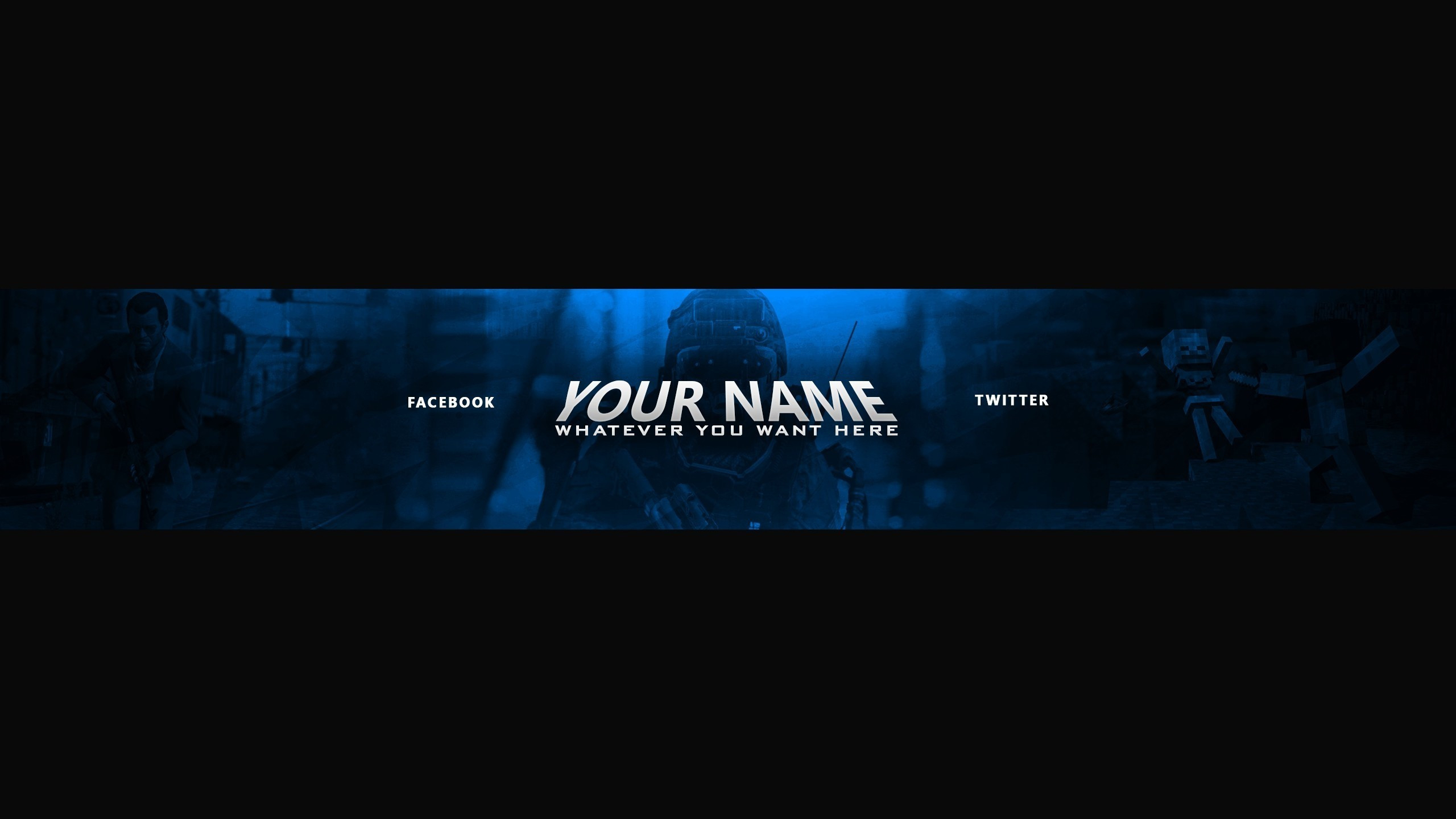 2560x1440 youtube banner wallpaper, black, text, darkness, blue, white, Desktop