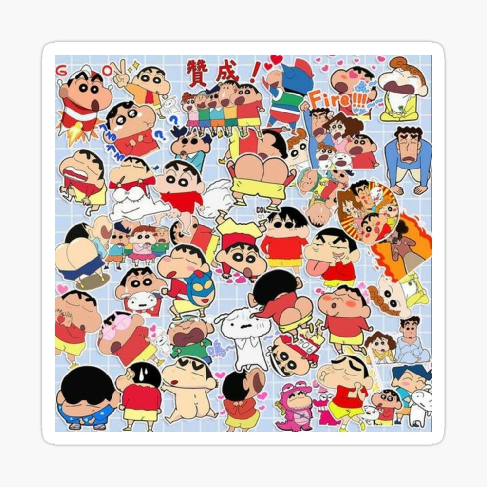 1000x1000 Shinchan family and friends pattern Spiral Notebook, Phone