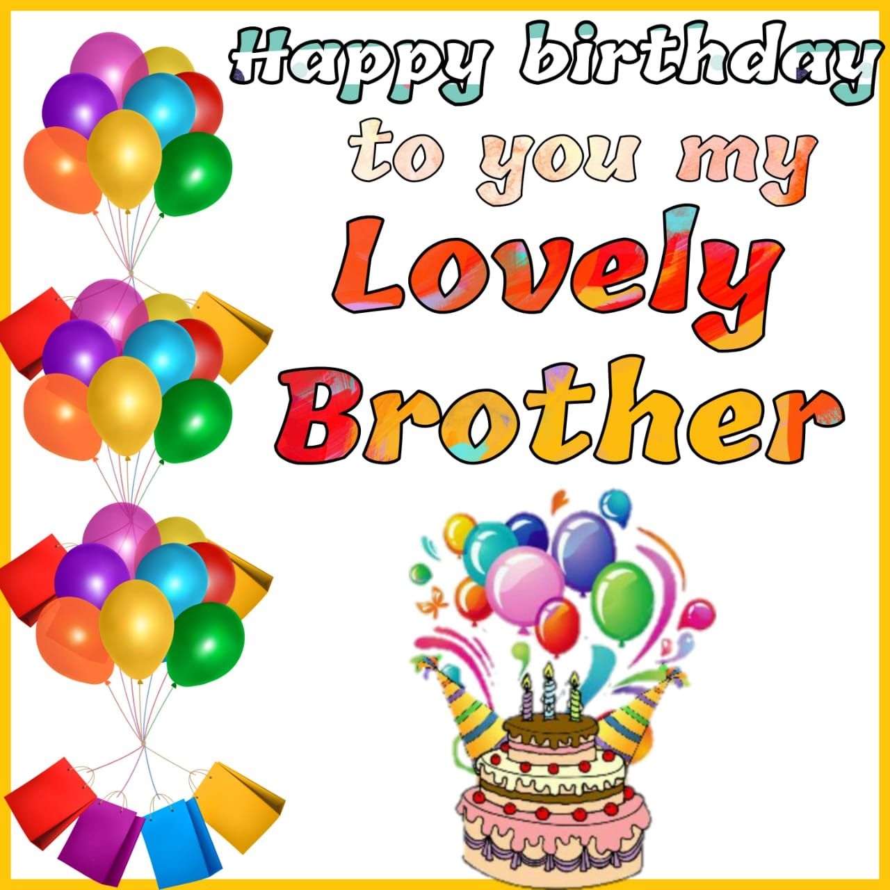 1280x1280 Happy Birthday Brother image with cake and balloon free download wishes image, Phone