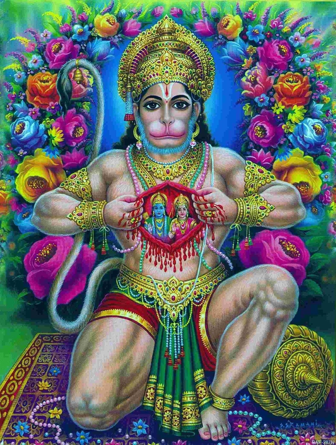 1280x1700 Hanuman - opening his chest to show that ram (Sita & Rama) were, Phone