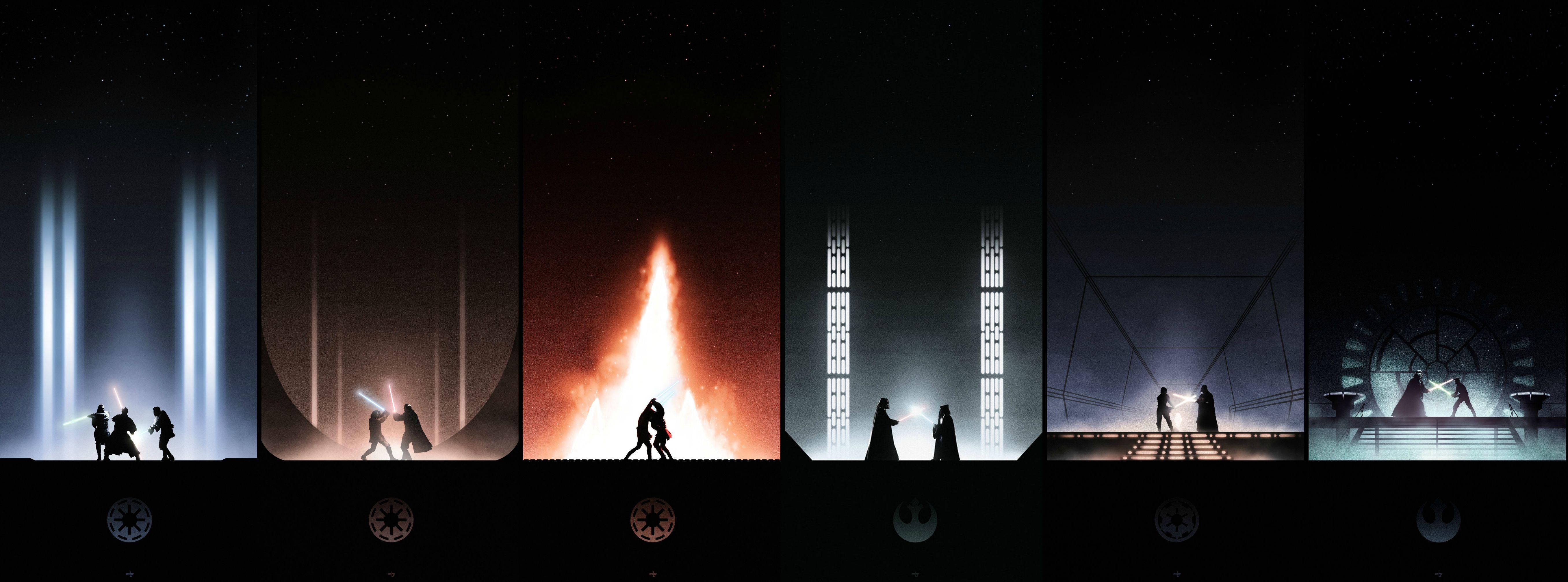 5430x2020 Recently created this series of posters featuring the lightsaber, Dual Screen