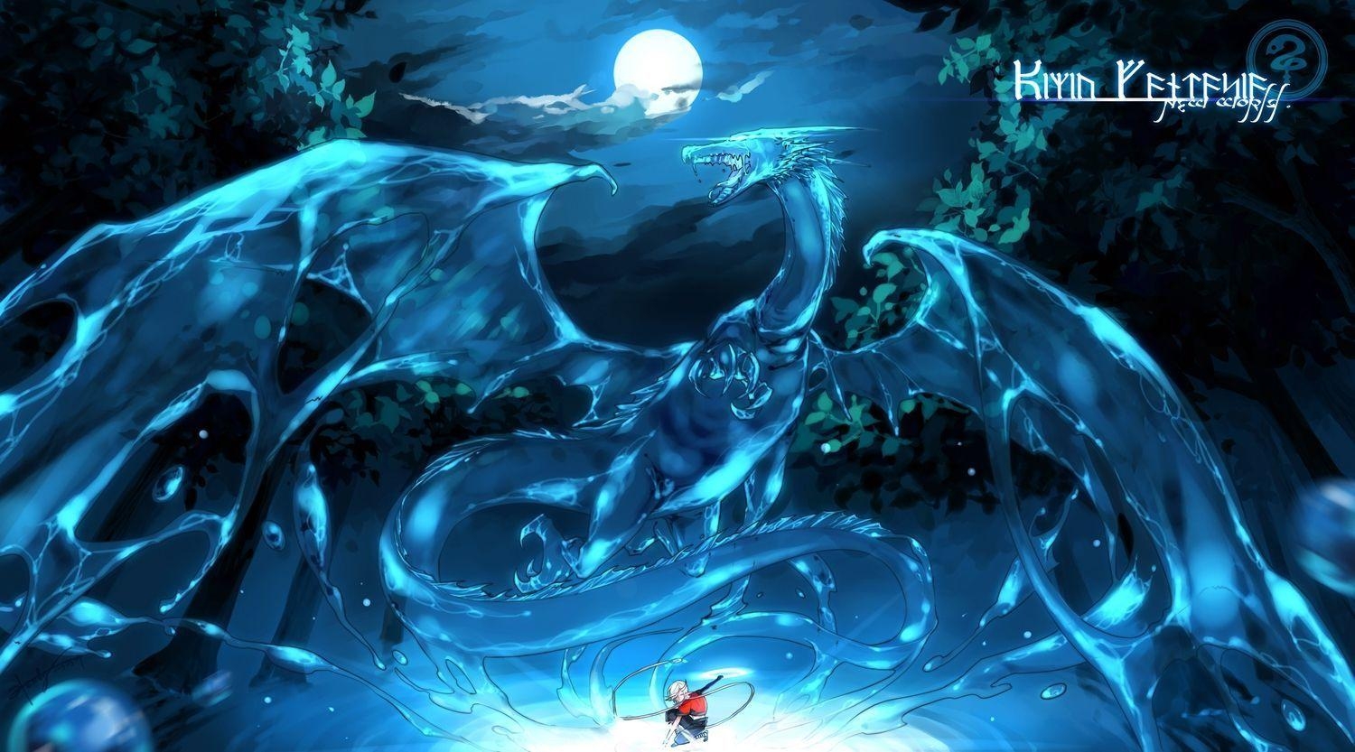 1500x840 Anime Water Dragon, Desktop