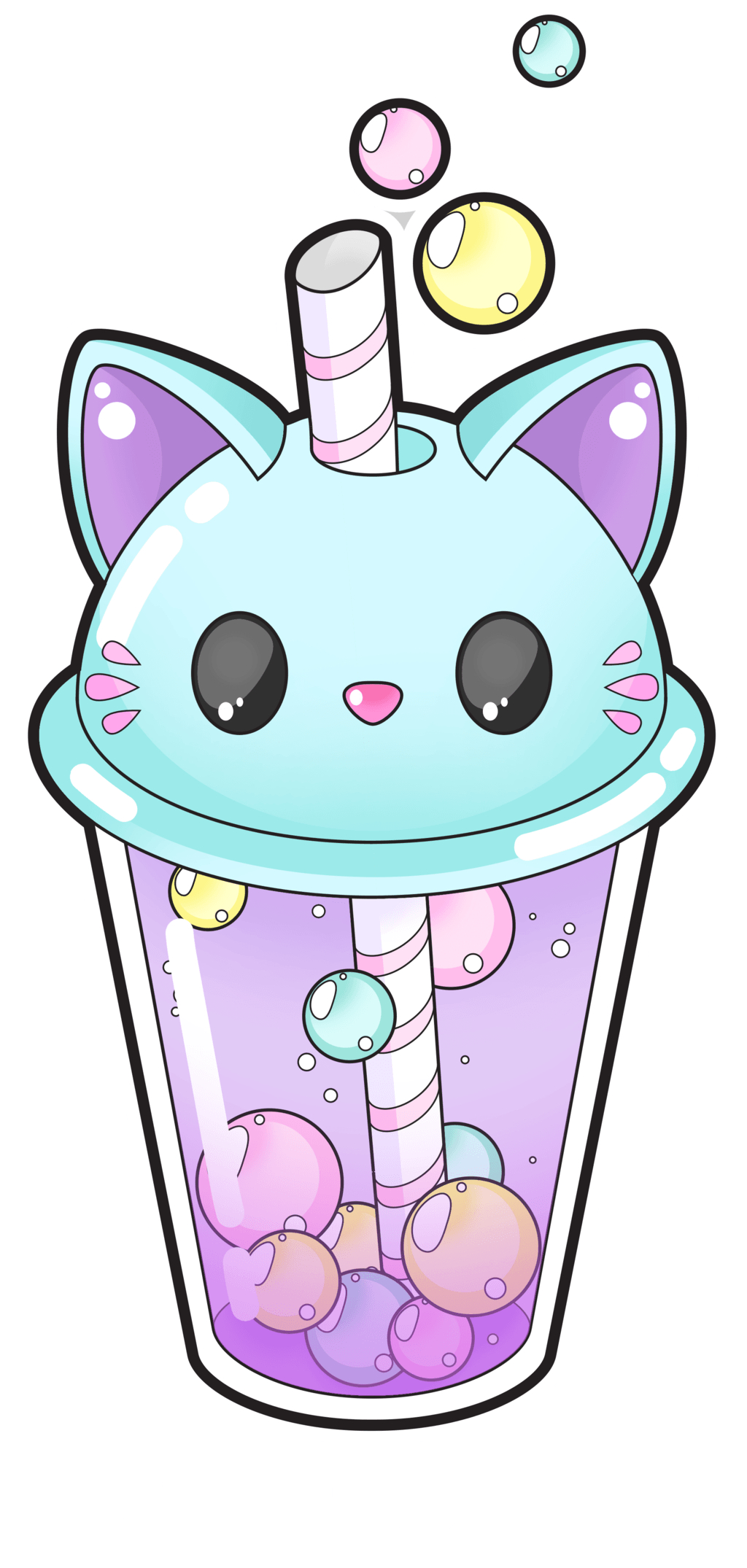 1030x2150 Cute cat bubble tea [Commissions open], Phone