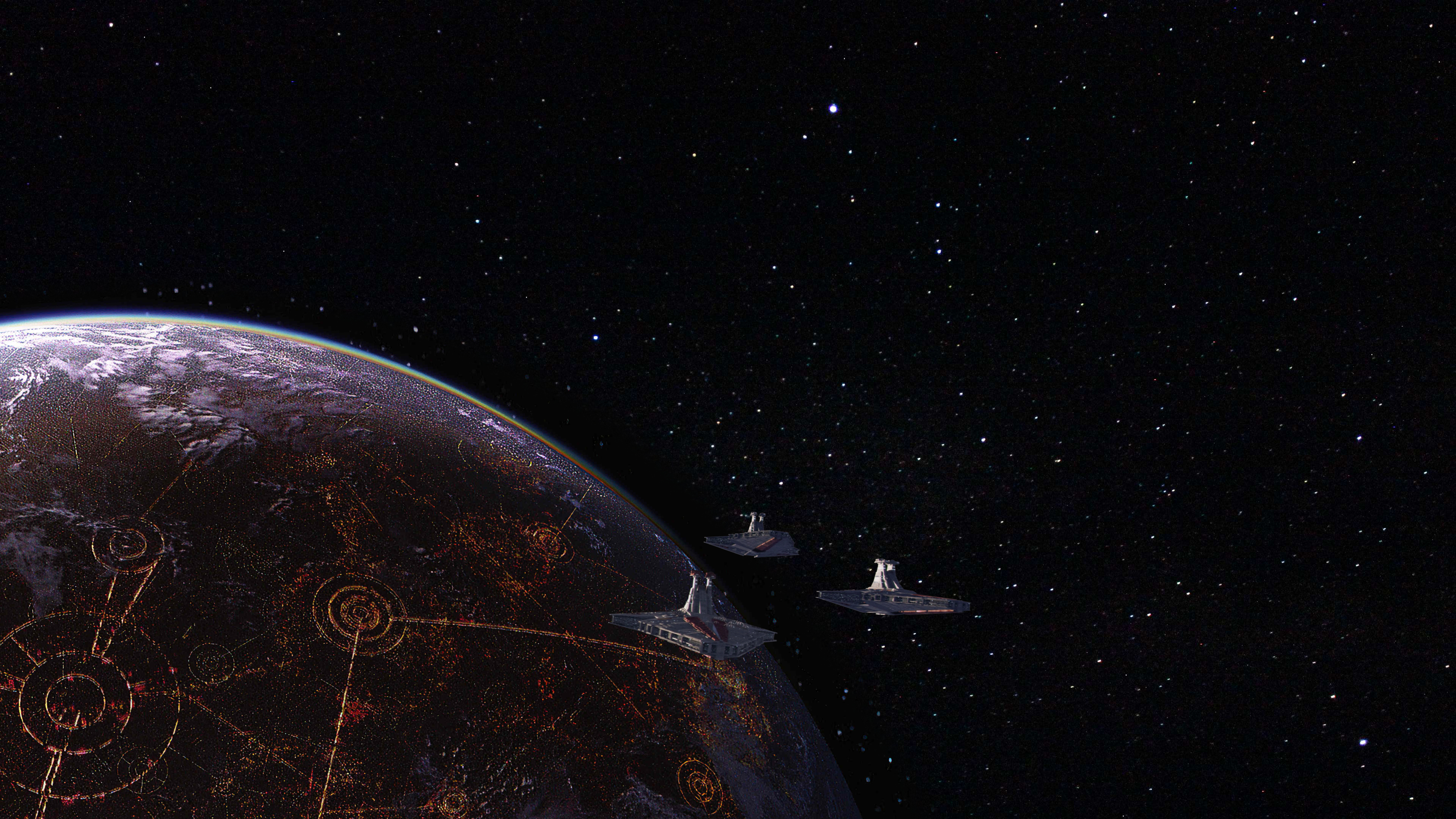 3840x2160 Put this wallpaper together of Anakin's fleet leaving Coruscant. Thought I'd share it, Desktop