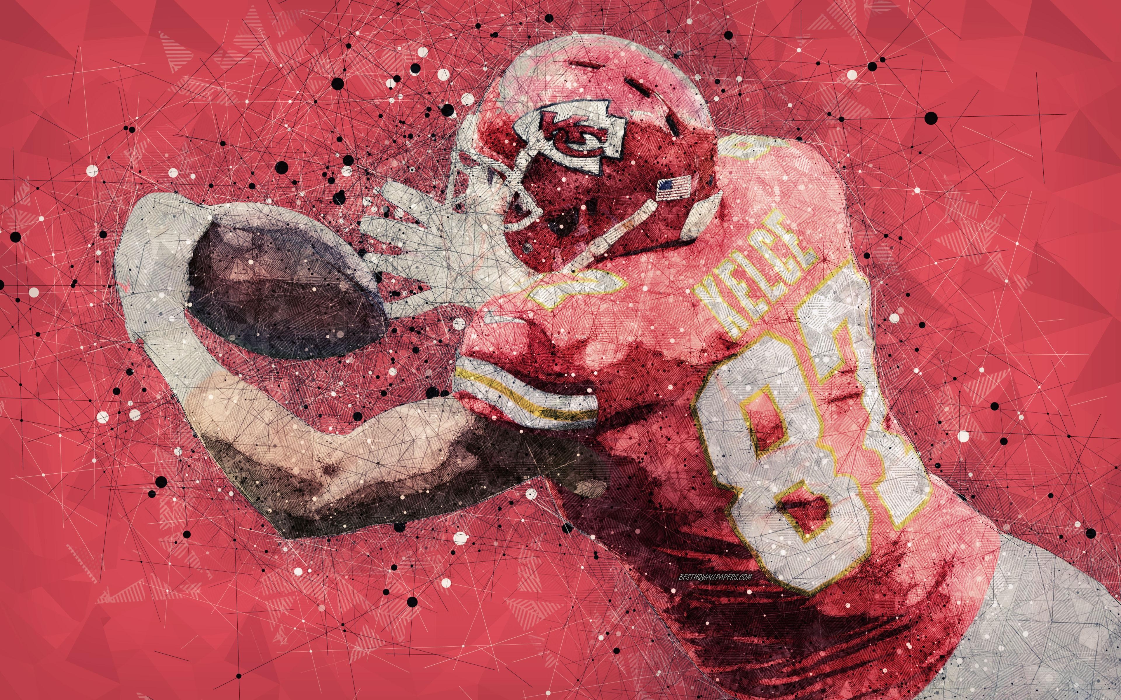 3840x2400 Free download Download wallpaper Travis Kelce 4K geometric, Desktop