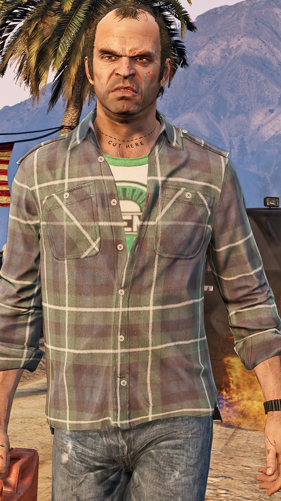 1080x1920 Picture GTA 5 Men Trevor Philips 3D Graphics Formal shirt, Phone