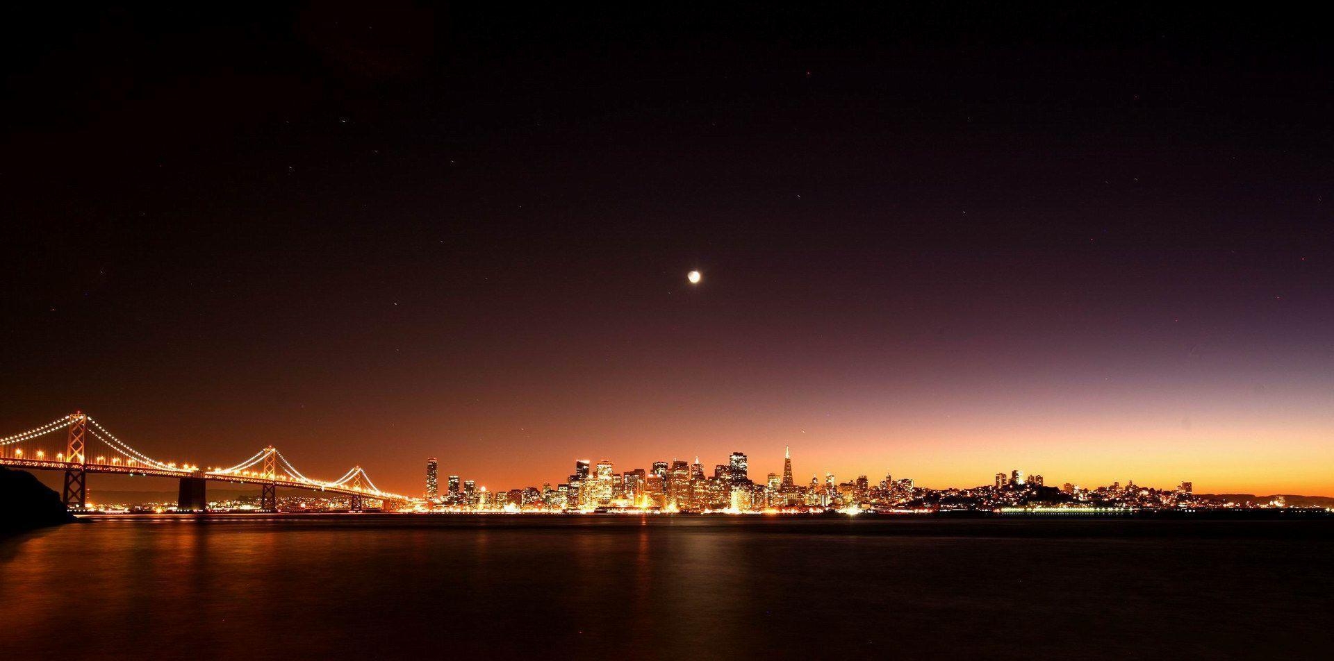 1920x960 San Francisco Skyline Night Travel photo and wallpaper, Dual Screen