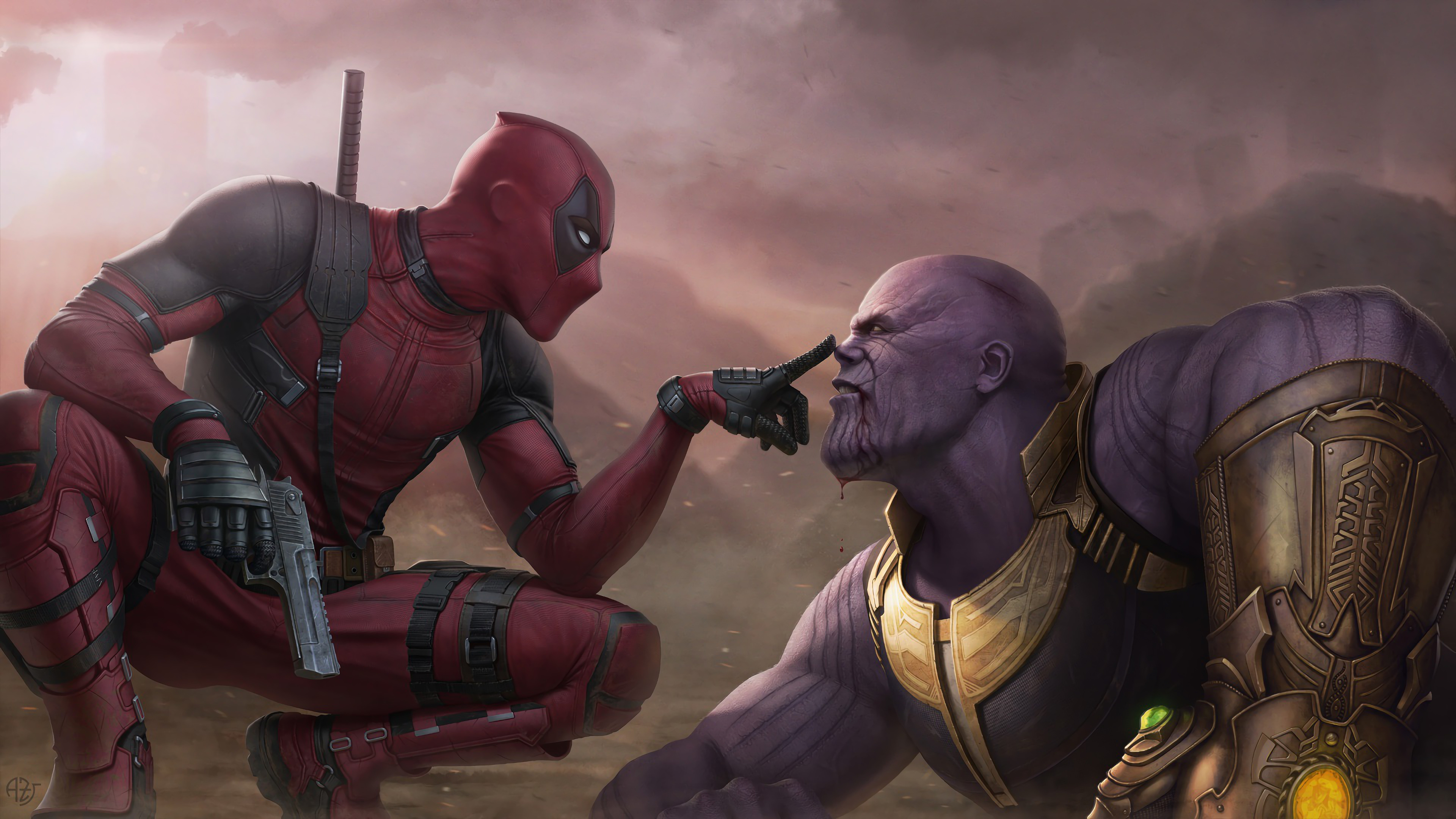 3840x2160 Deadpool vs. Thanos 4K Wallpaper, Desktop