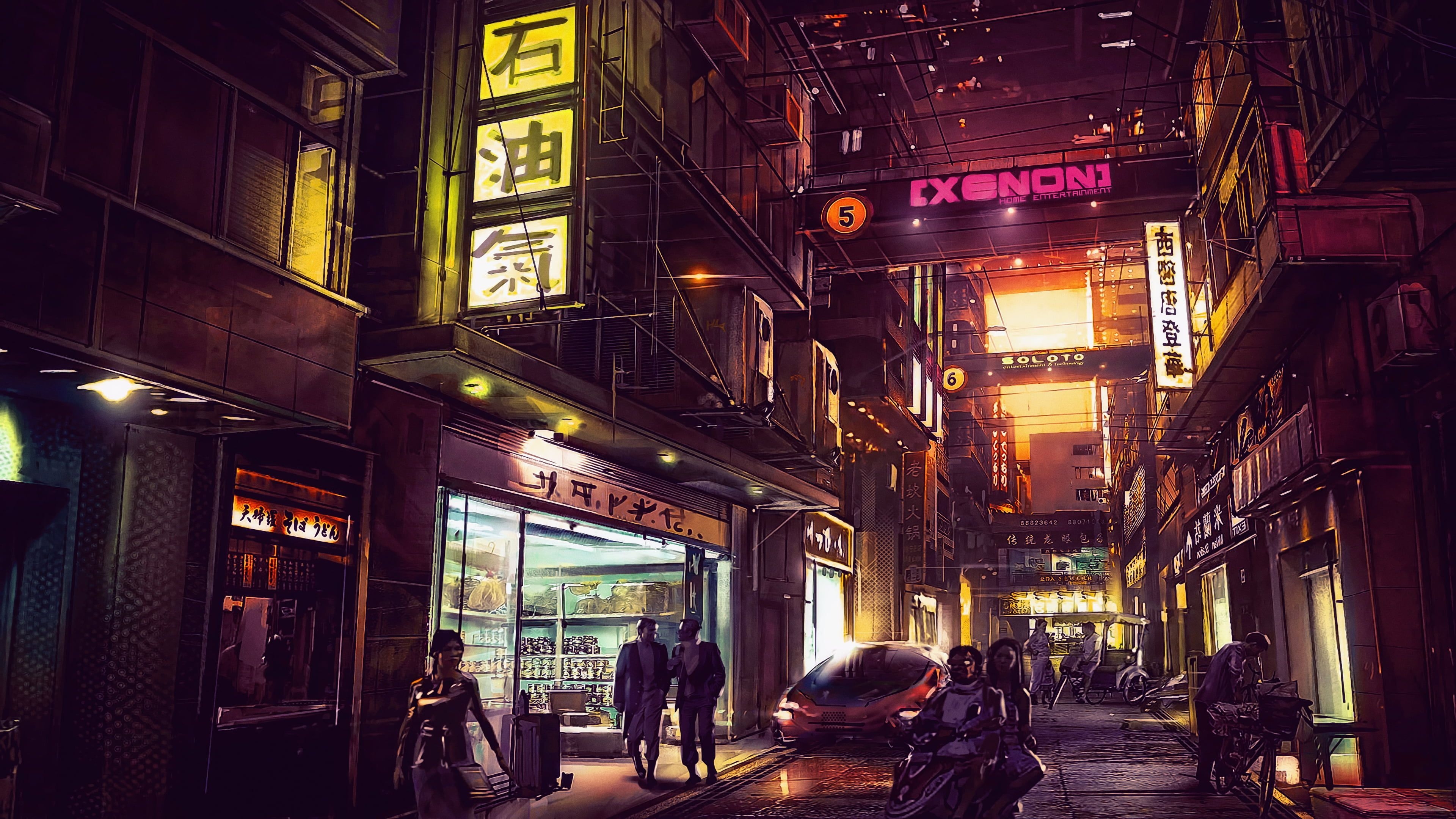 3840x2160 Exenon1 digital wallpaper #night #artwork futuristic city #cyberpunk #cyber cyber city science fiction digital art. Futuristic city, Digital wallpaper, Cyberpunk, Desktop