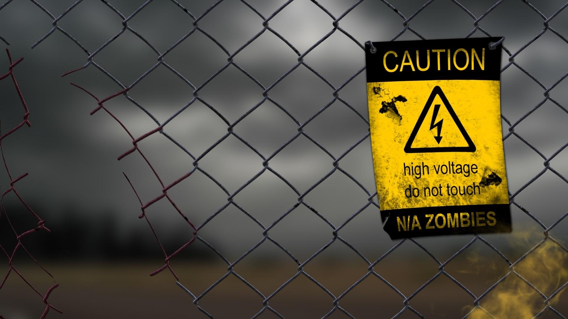 1920x1080 Wallpaper, sign, warning signs, zombies, high voltage, shape, line, Desktop